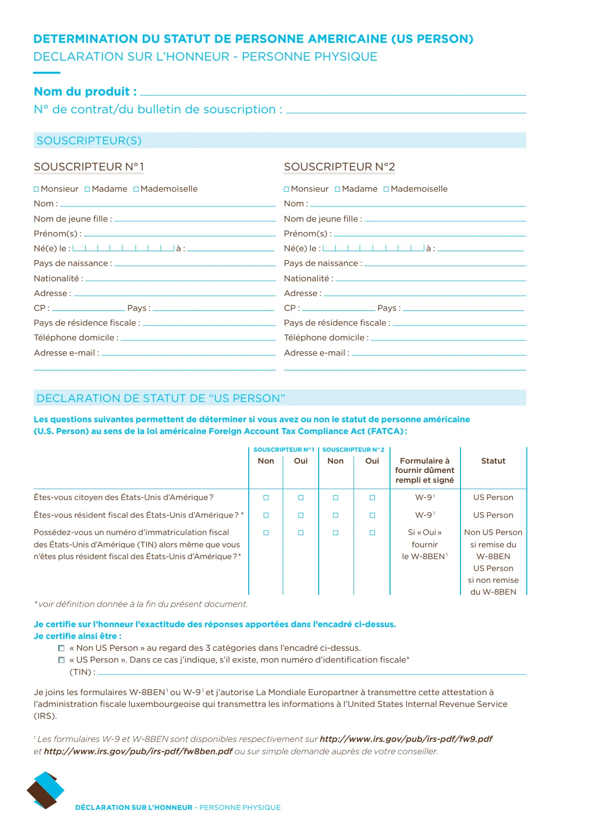 Formulaire FATCA