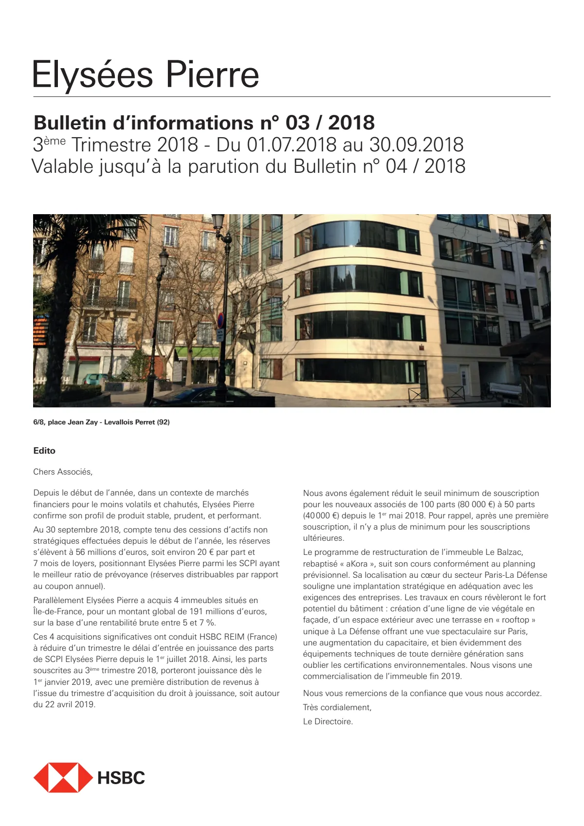 Bulletin trimestriel - 3ème trimestre 2018