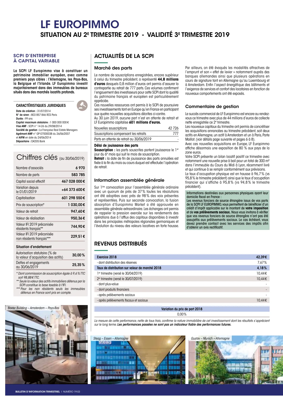 Bulletin trimestriel - 2ème trimestre 2019