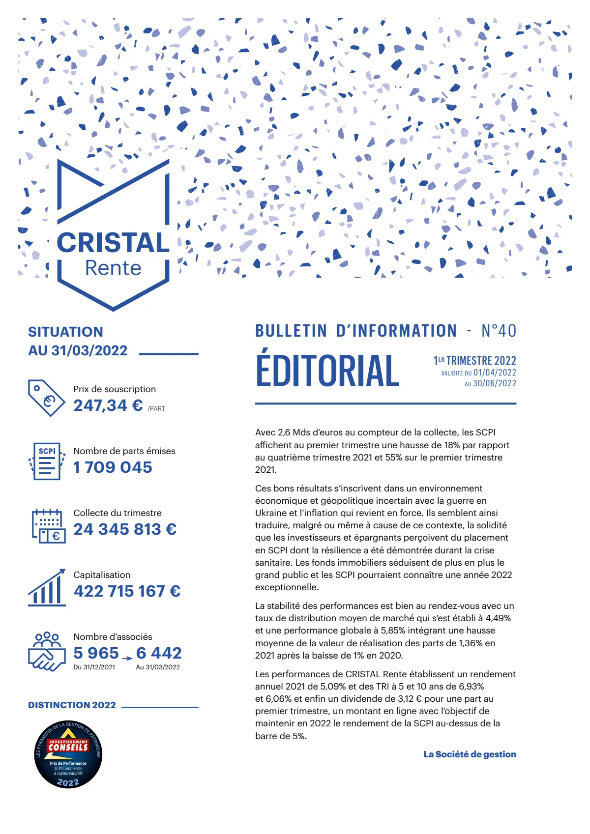 Bulletin trimestriel - 1er trimestre 2022