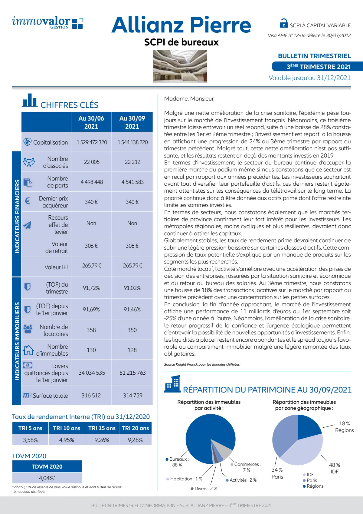 Bulletin trimestriel - 3ème trimestre 2021