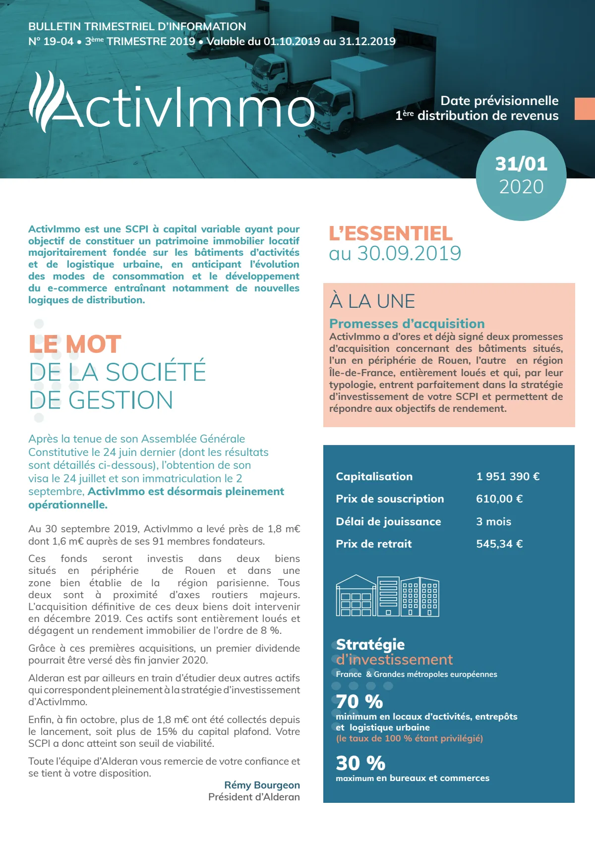 Bulletin trimestriel - 3ème trimestre 2019