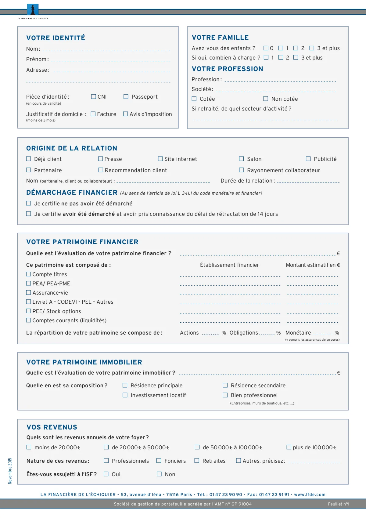 Questionnaire profil Client