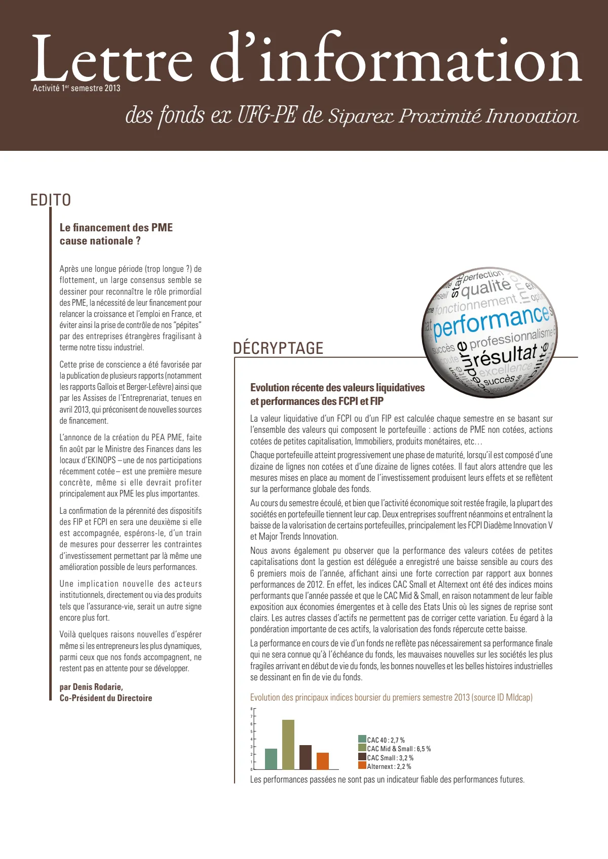 Lettre d'information - 1er semestre 2013