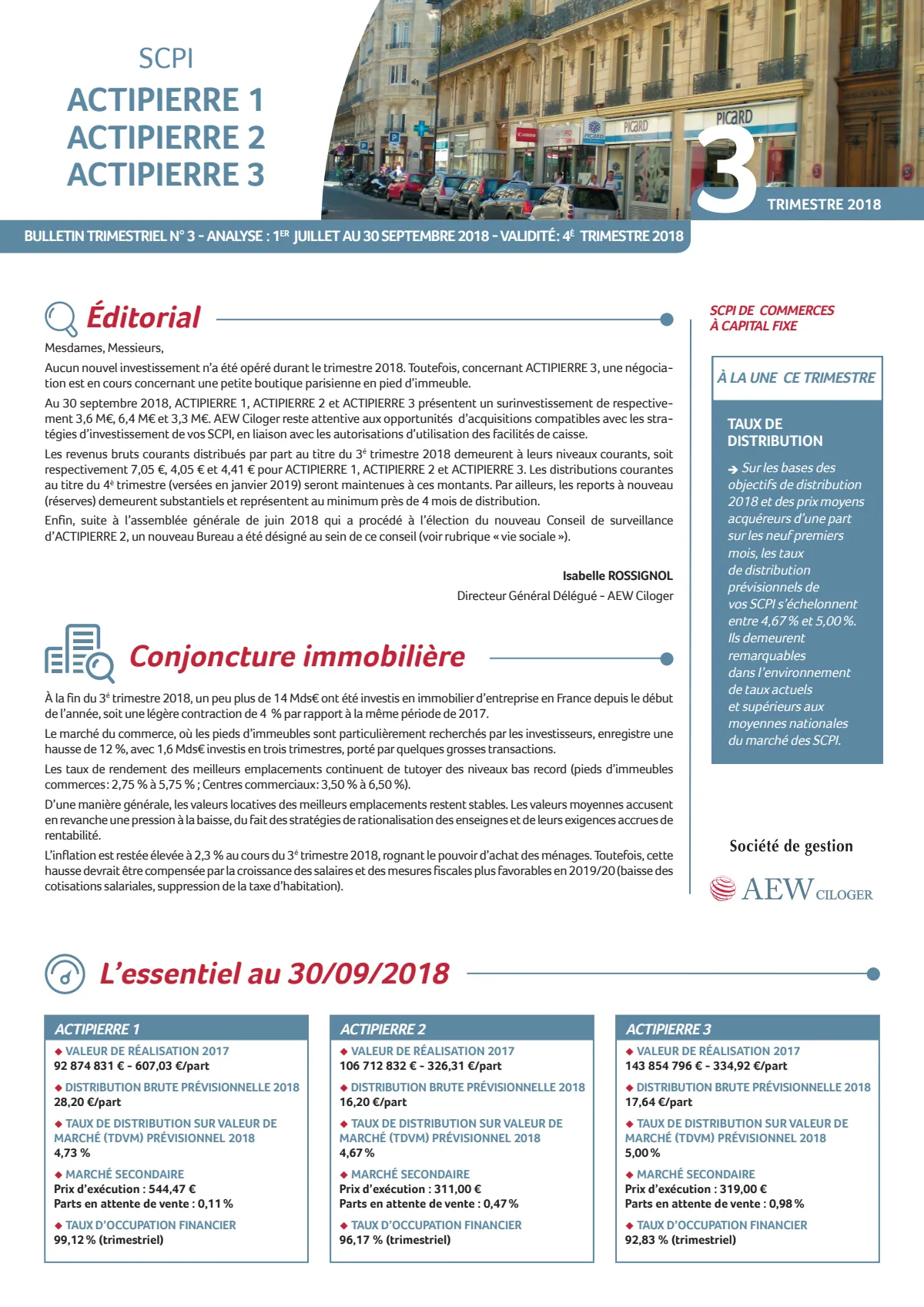 Bulletin trimestriel - 3ème trimestre 2018