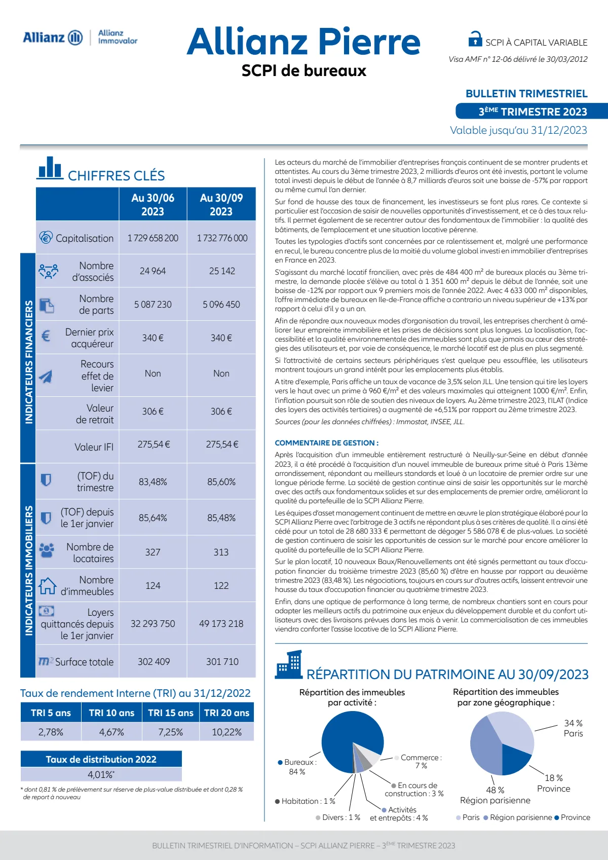 Bulletin trimestriel - 3ème trimestre 2023