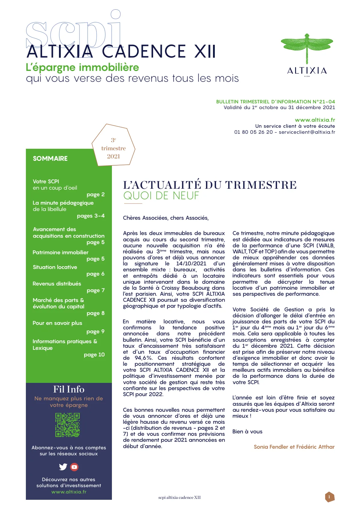 Bulletin trimestriel - 3ème trimestre 2021