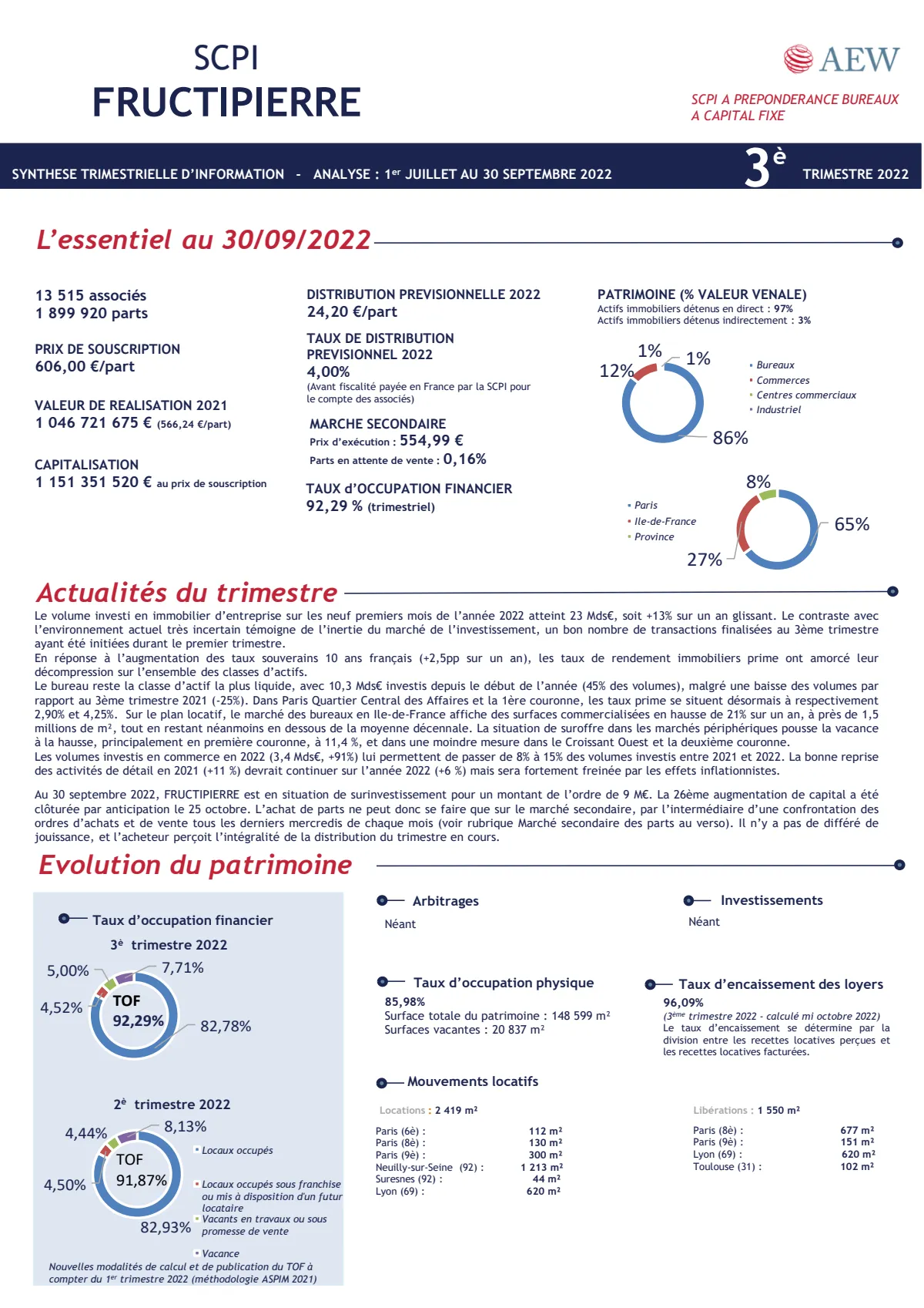 Bulletin trimestriel - 3ème trimestre 2022