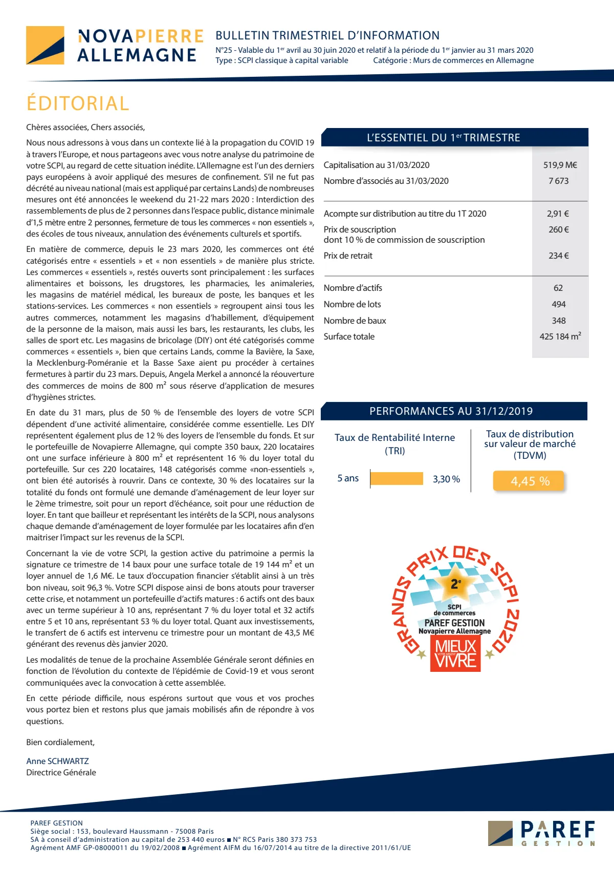 Bulletin trimestriel - 1er trimestre 2020