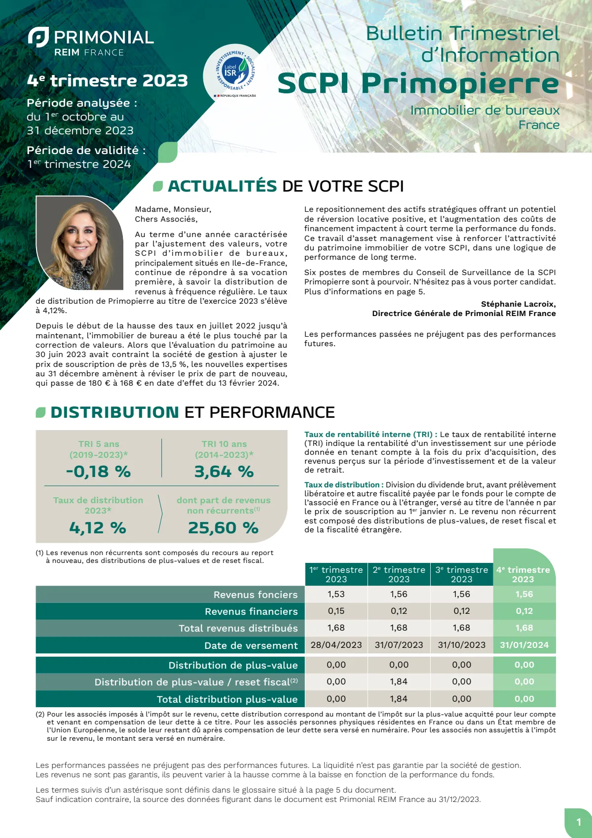 Bulletin trimestriel - 4ème trimestre 2023