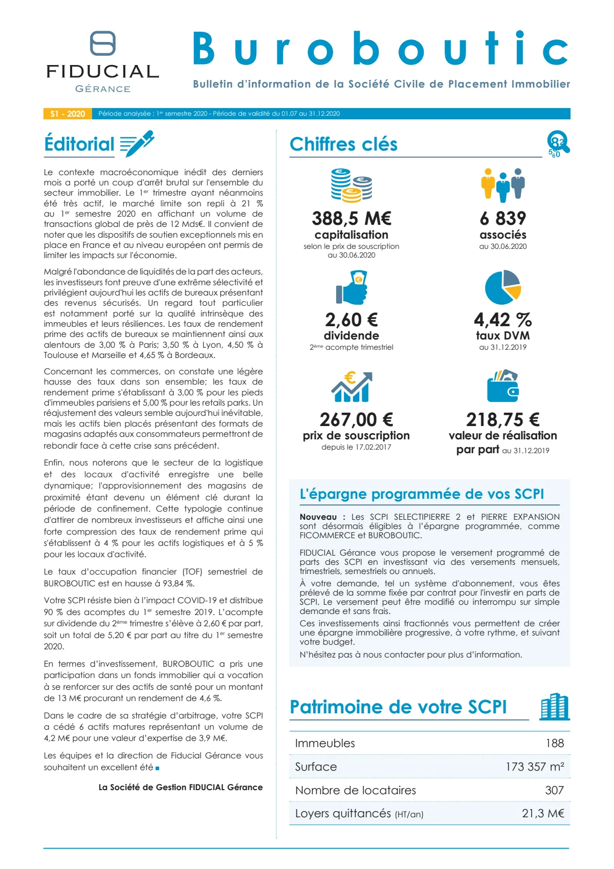 Rapport semestriel - 1er semestre 2020