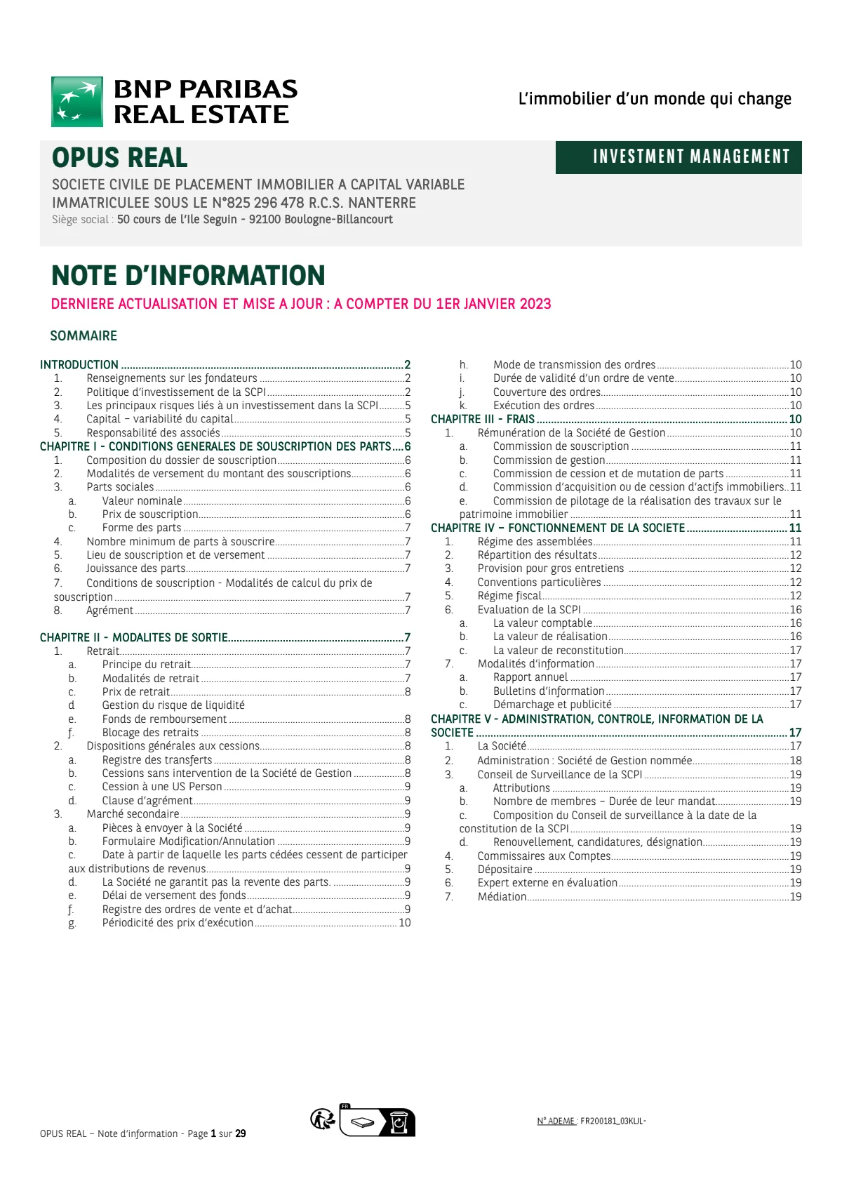 Note d'information