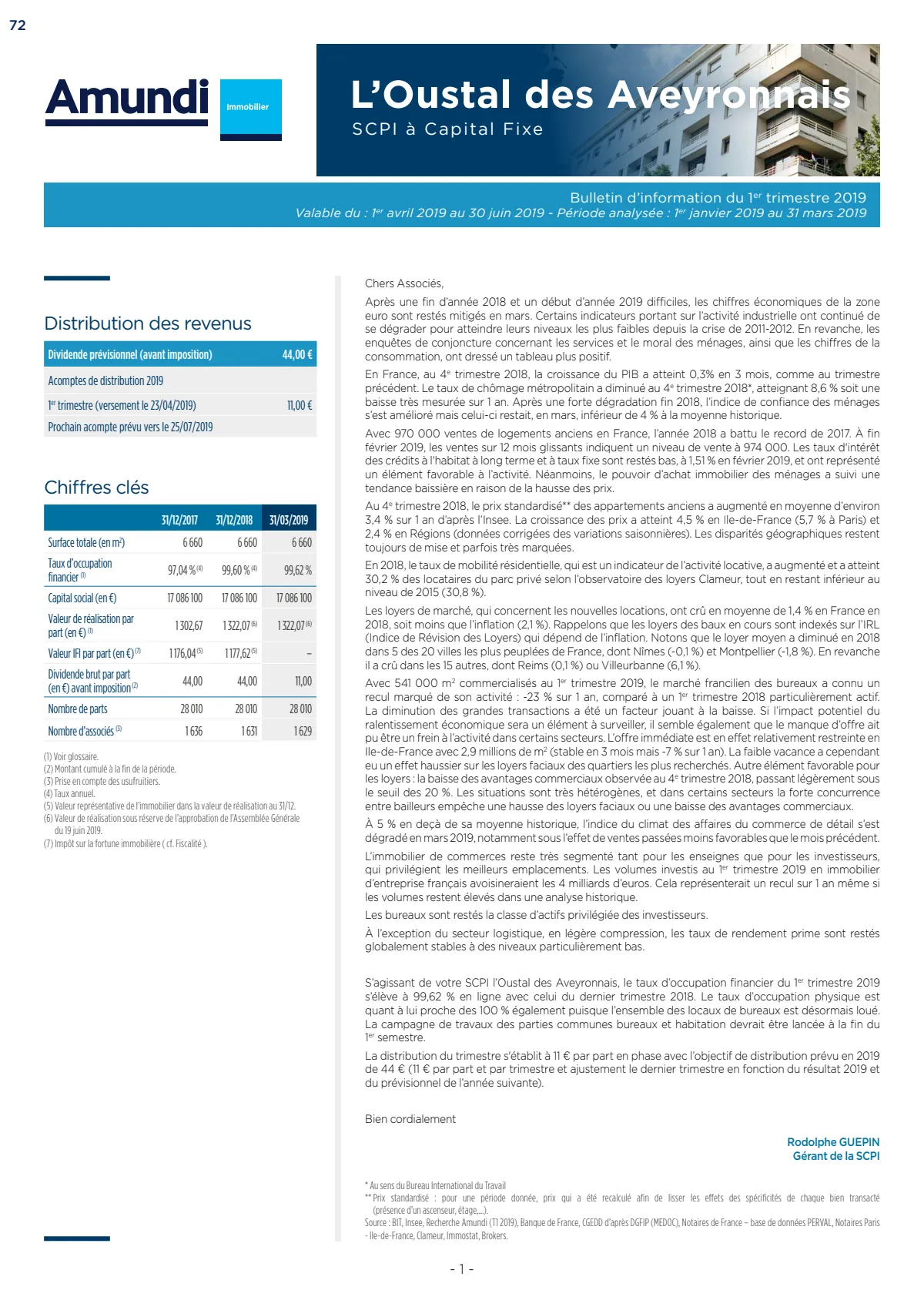 Bulletin trimestriel - 1er trimestre 2019