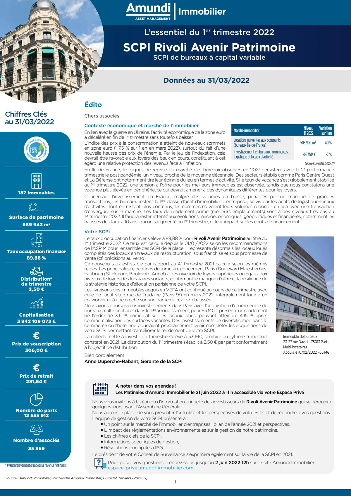 Bulletin trimestriel - 1er trimestre 2022