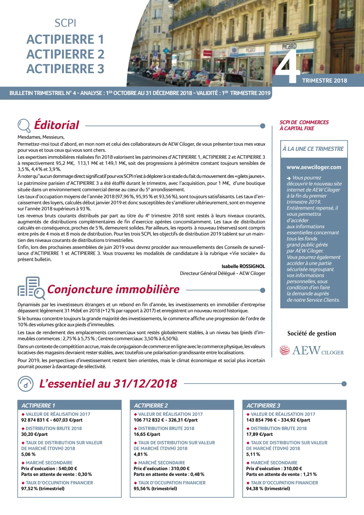 Bulletin trimestriel - 4ème trimestre 2018