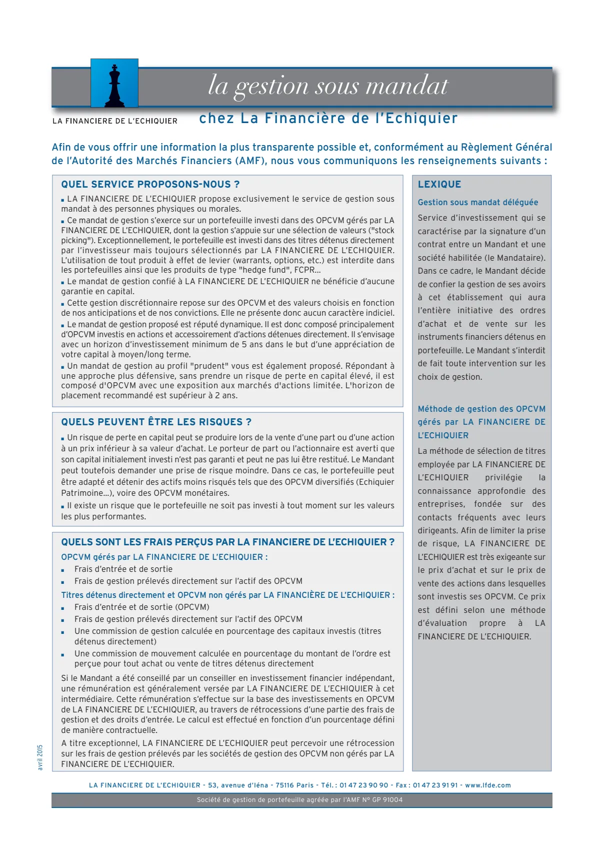 Gestion sous mandat