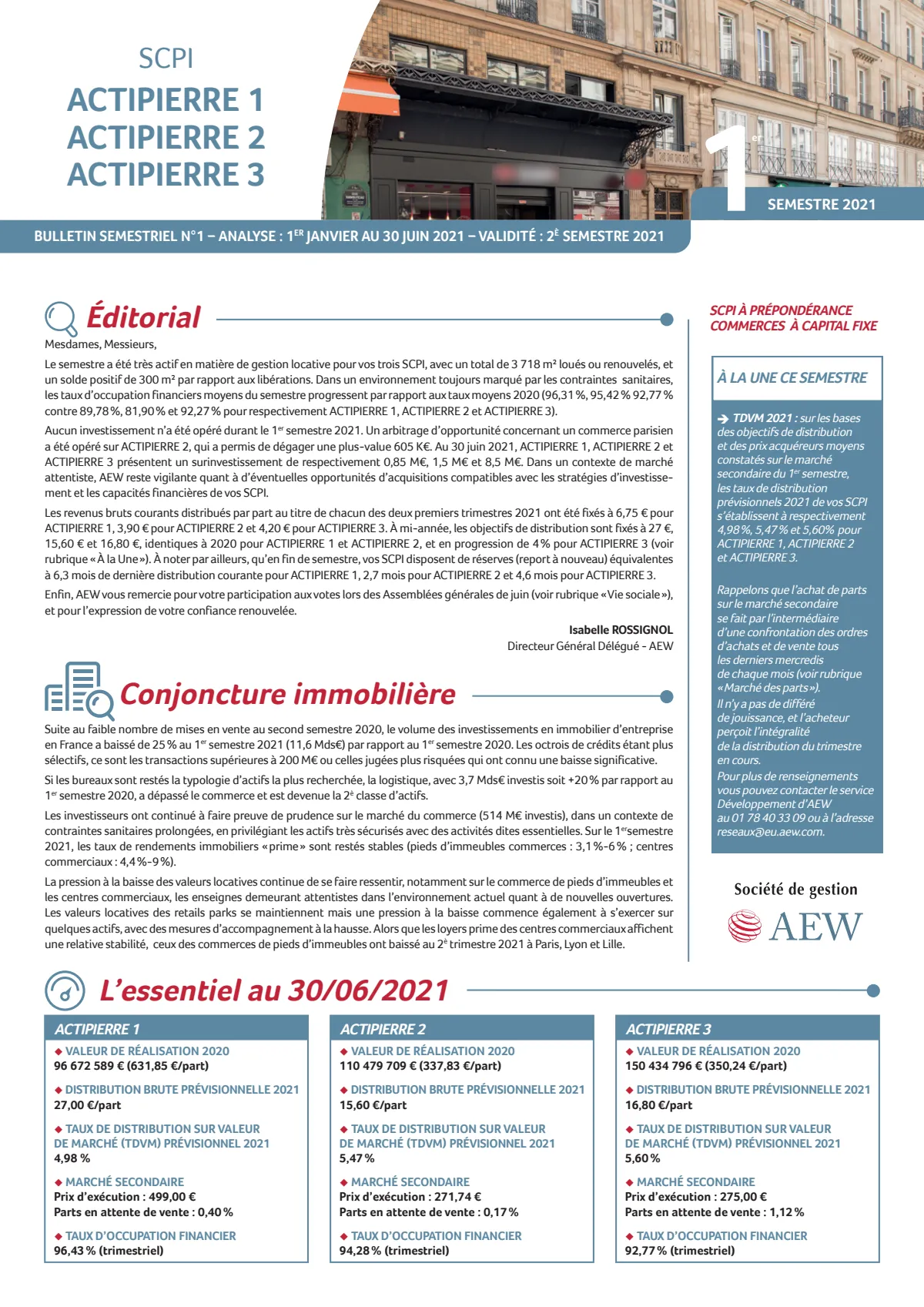 Bulletin semestriel - 1er semestre 2021