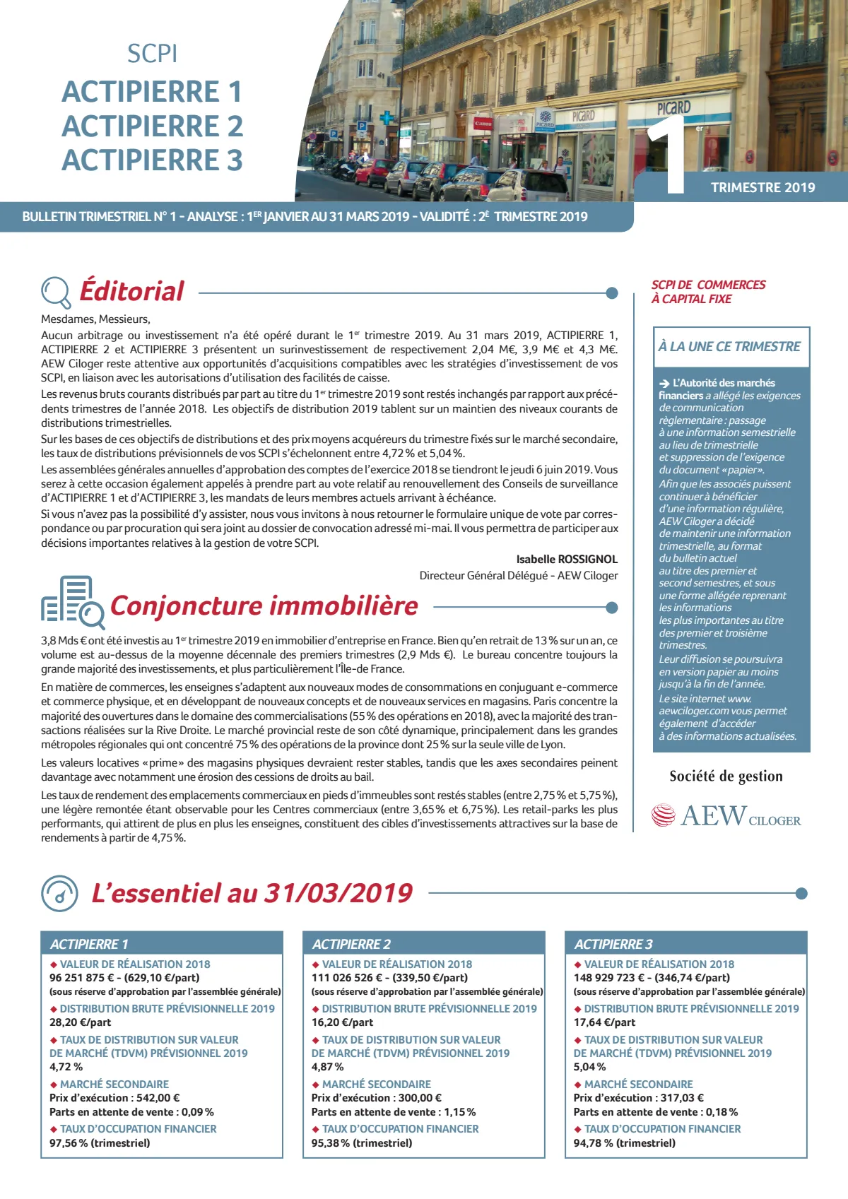 Bulletin trimestriel - 1er trimestre 2019