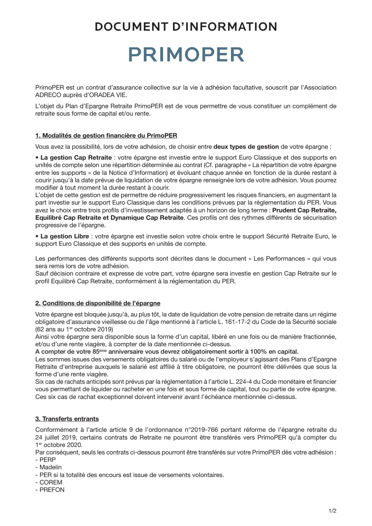 Informations clés (DICI)