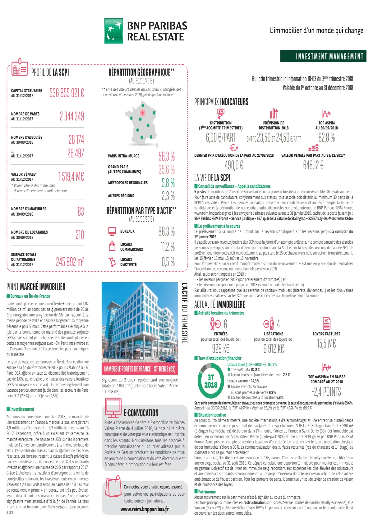 Bulletin trimestriel - 3ème trimestre 2018