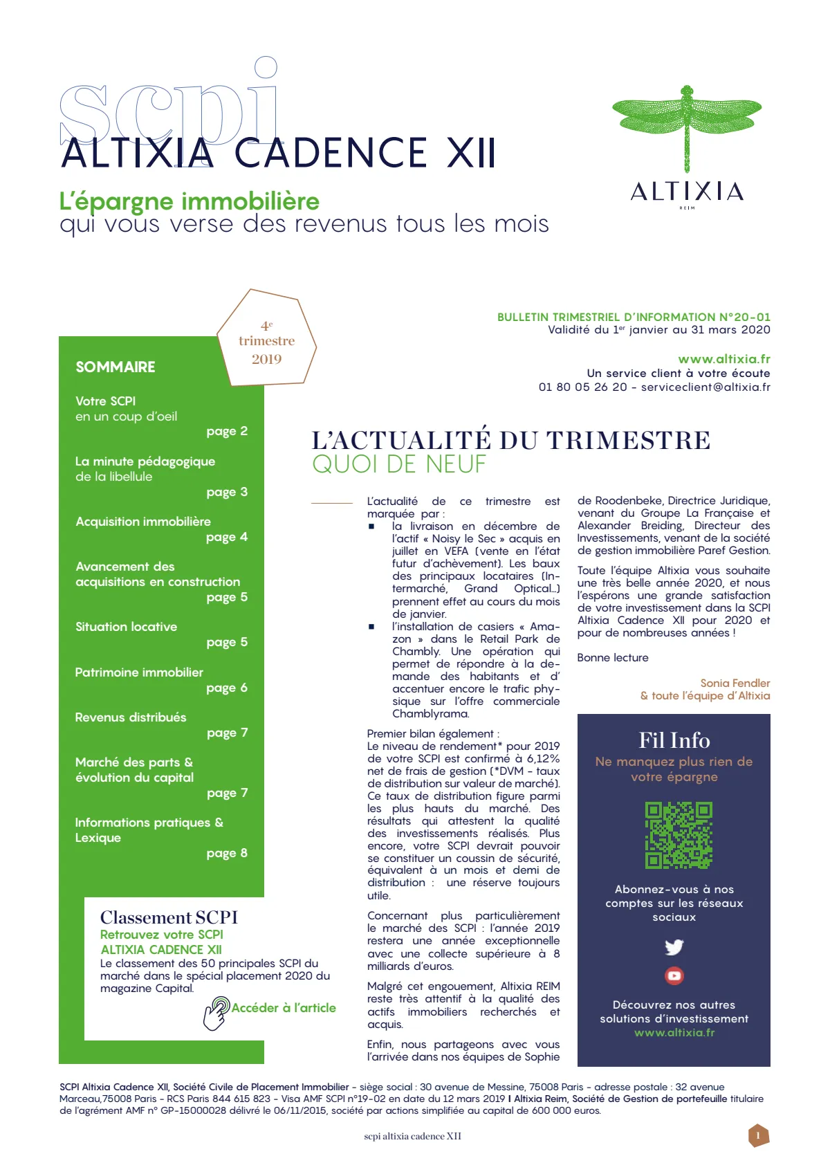 Bulletin trimestriel - 4ème trimestre 2019