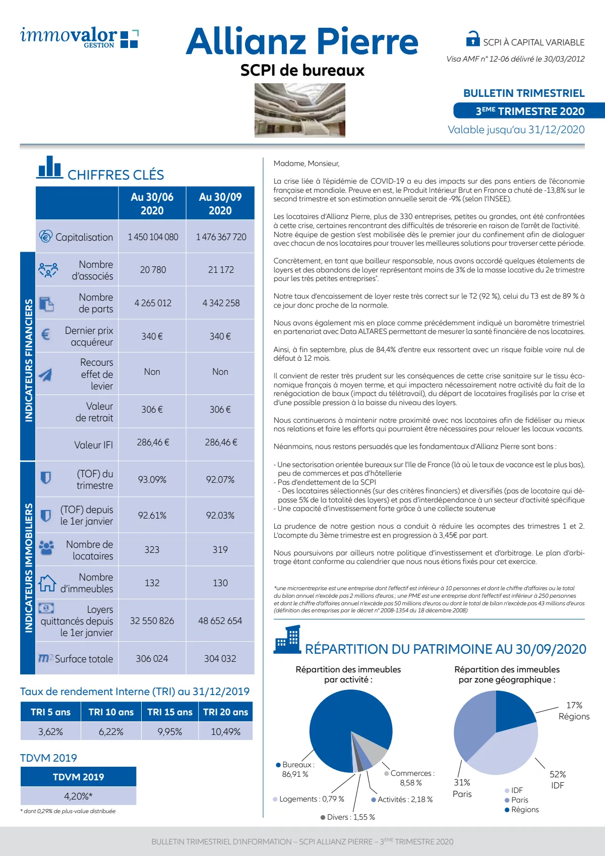 Bulletin trimestriel - 3ème trimestre 2020