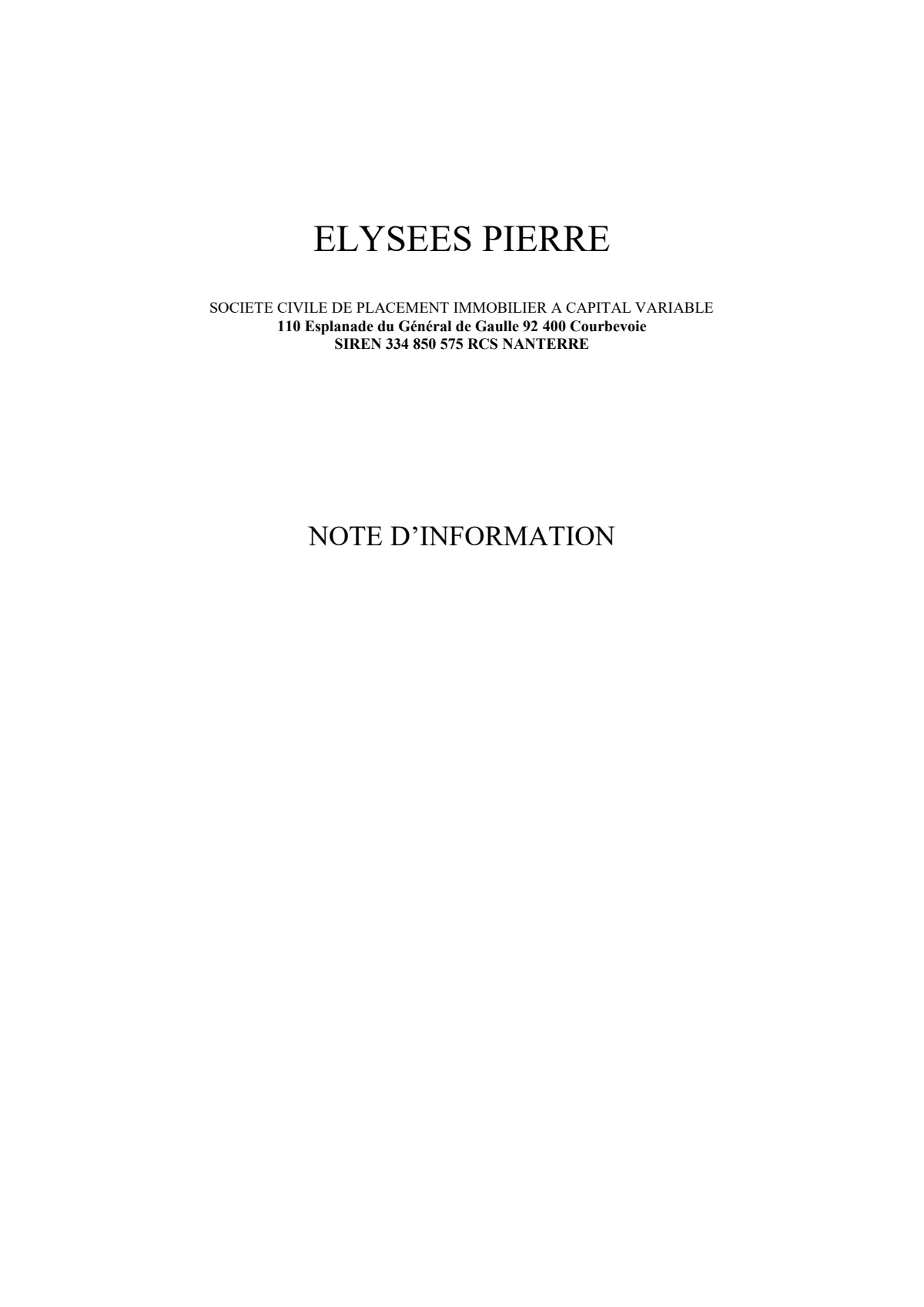 Note d'information