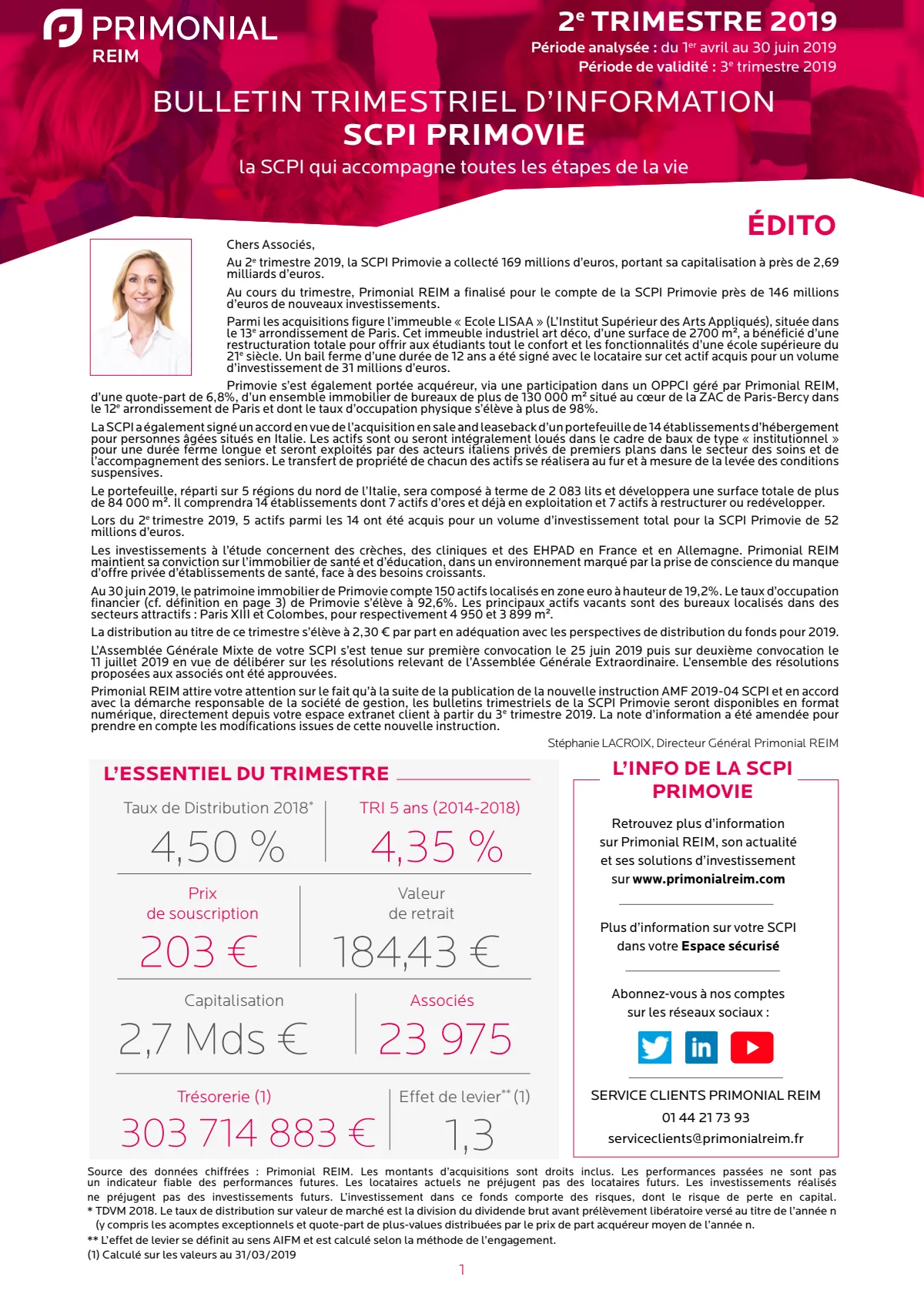 Bulletin trimestriel - 2ème trimestre 2019