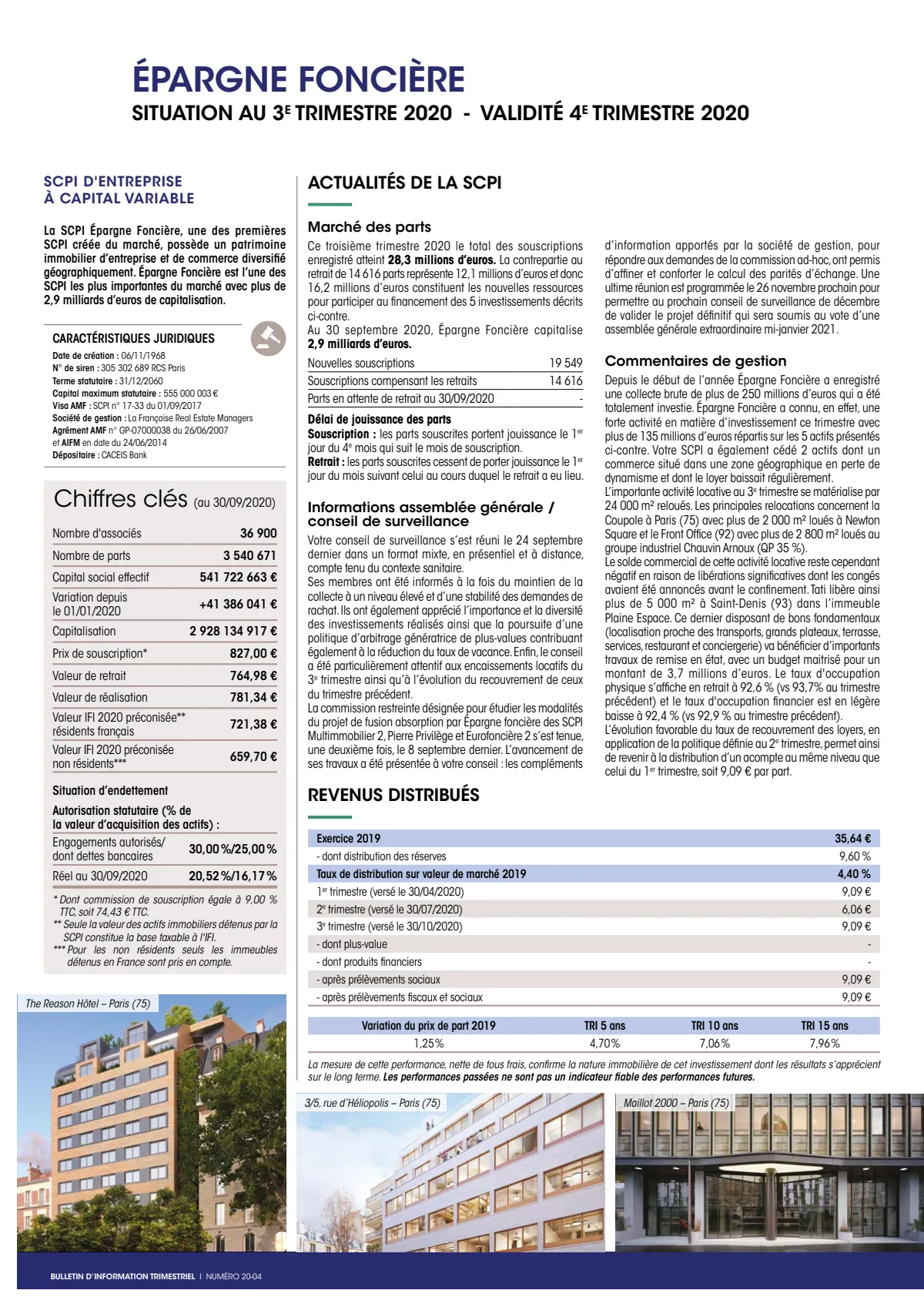 Bulletin trimestriel - 3ème trimestre 2020