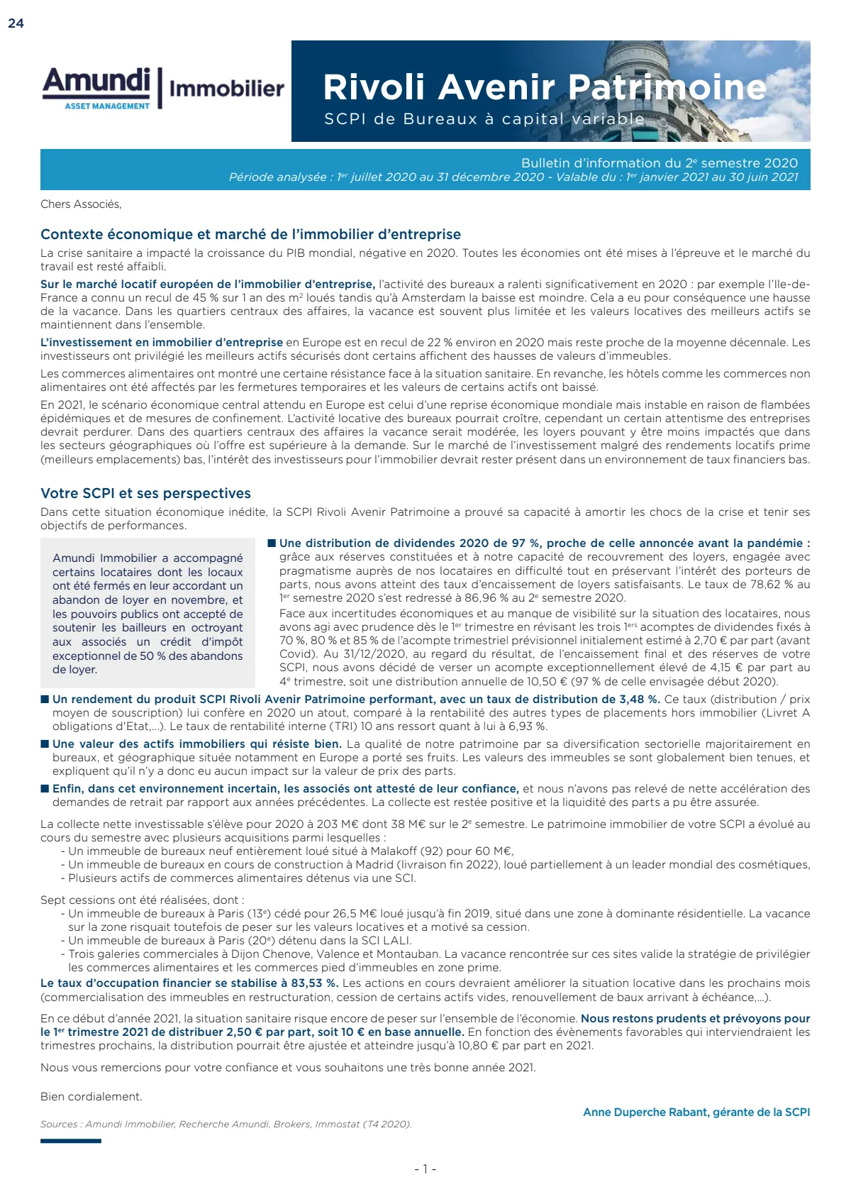 Bulletin trimestriel - 4ème trimestre 2020