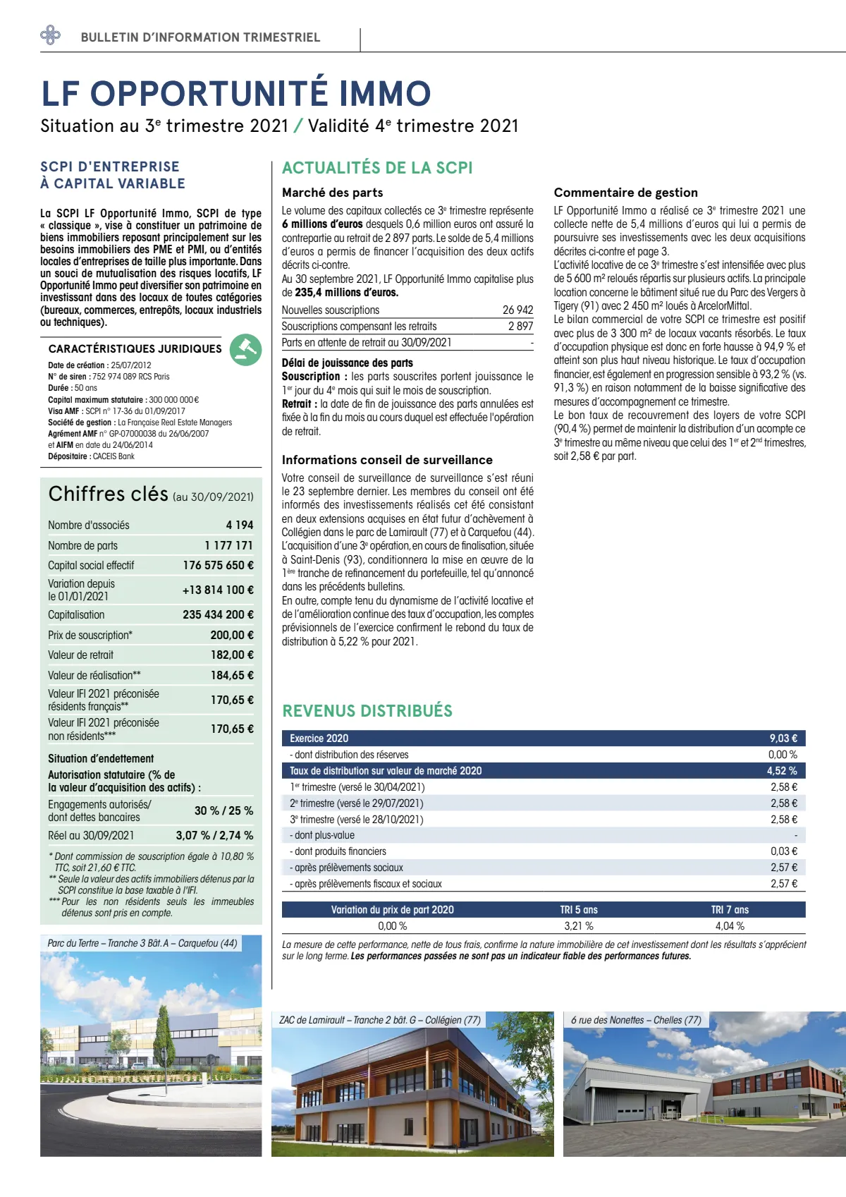 Bulletin trimestriel - 3ème trimestre 2021