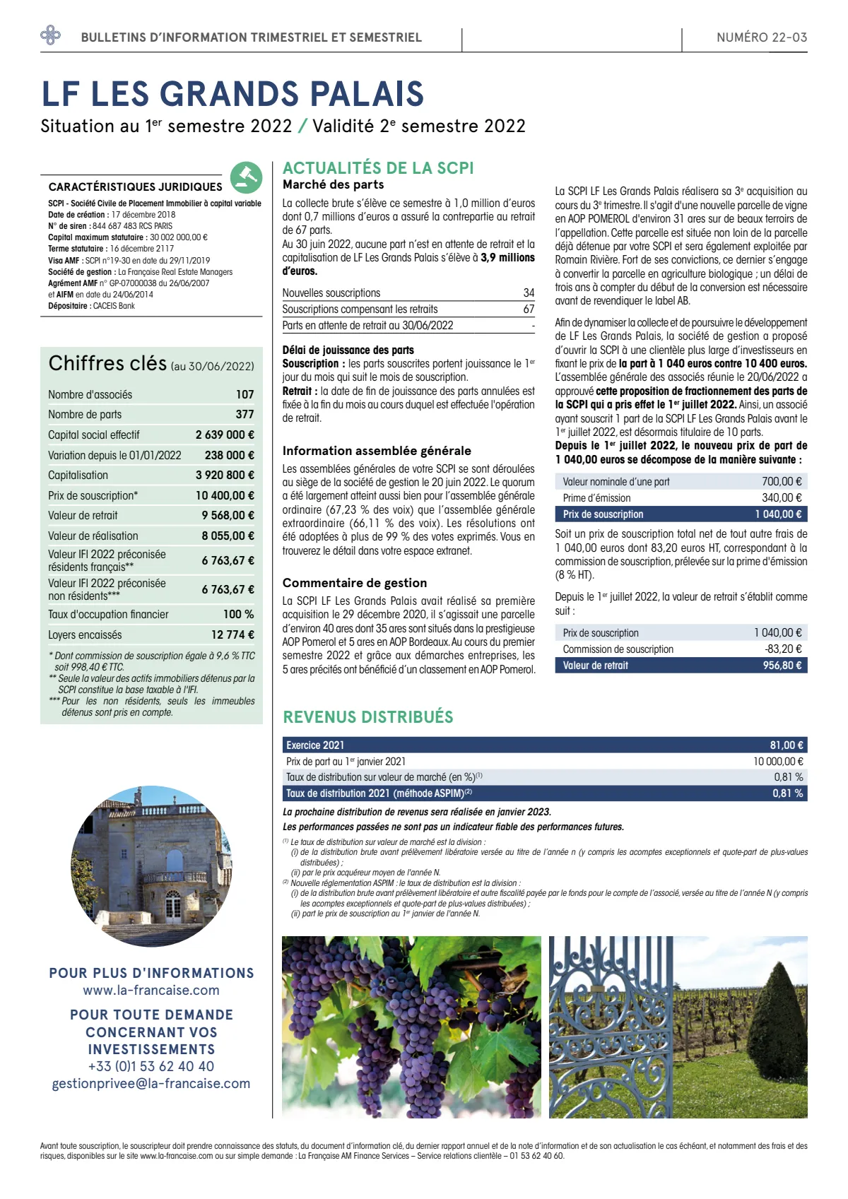 Bulletin semestriel - 1er semestre 2022