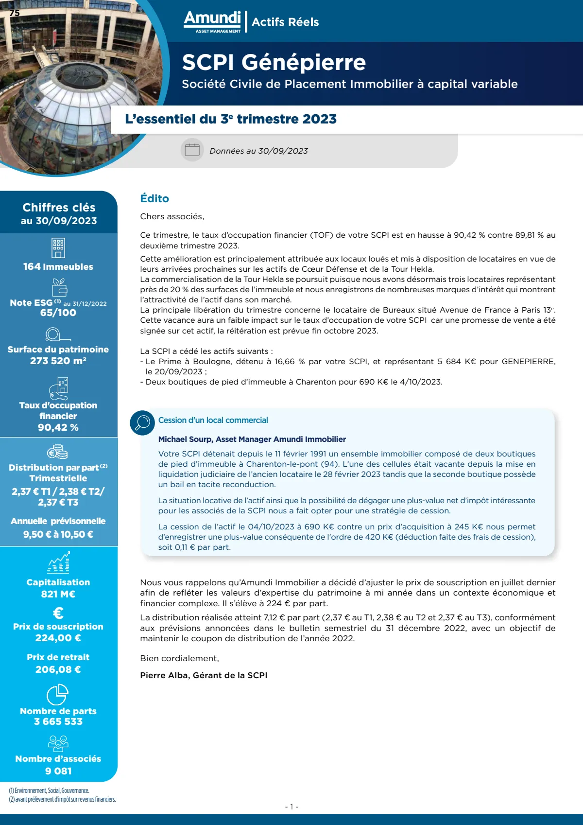 Bulletin trimestriel - 3ème trimestre 2023