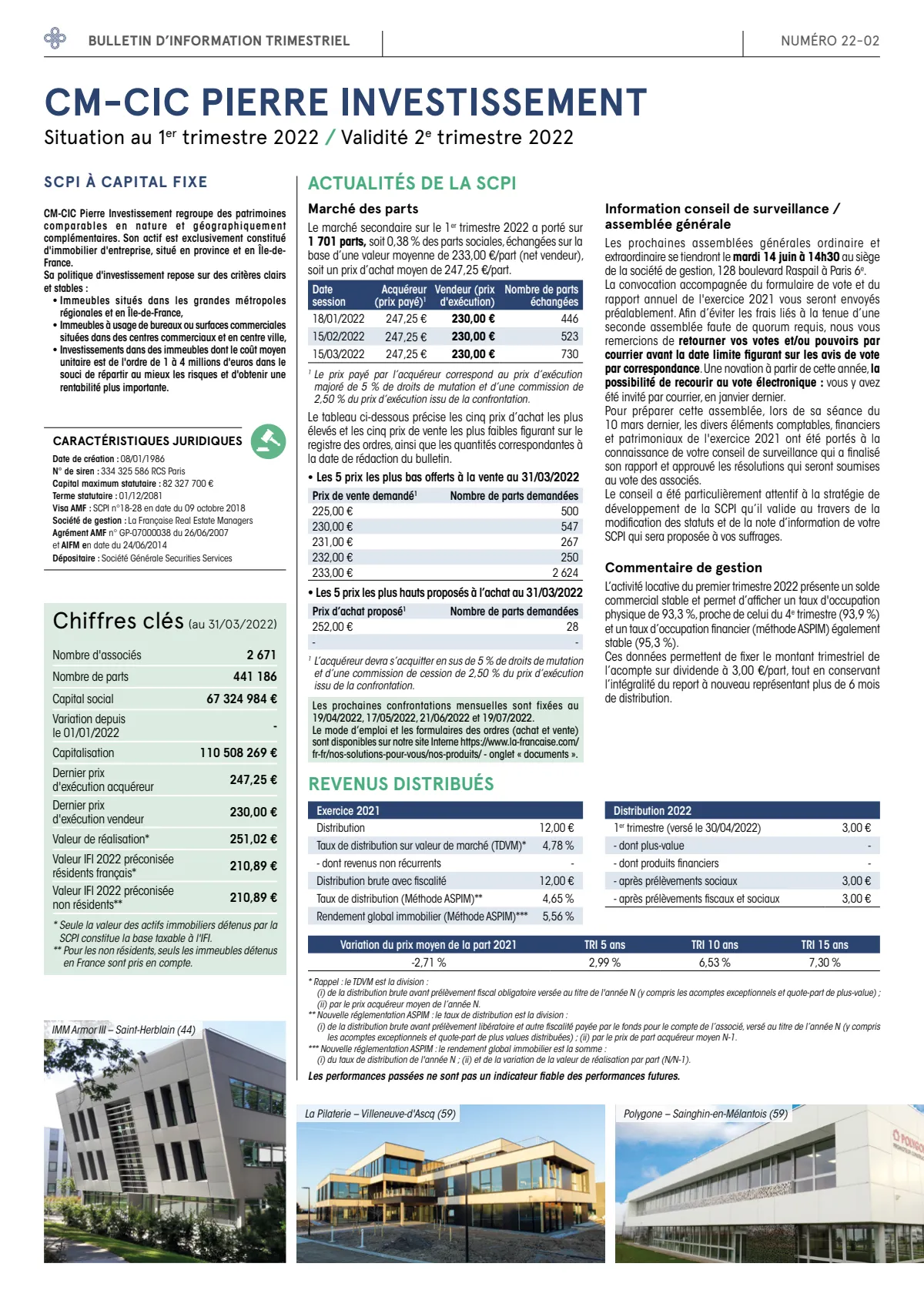 Bulletin trimestriel - 1er trimestre 2022