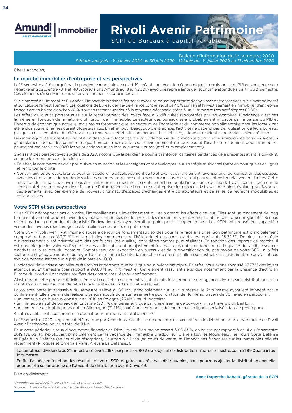 Bulletin semestriel - 1er semestre 2020