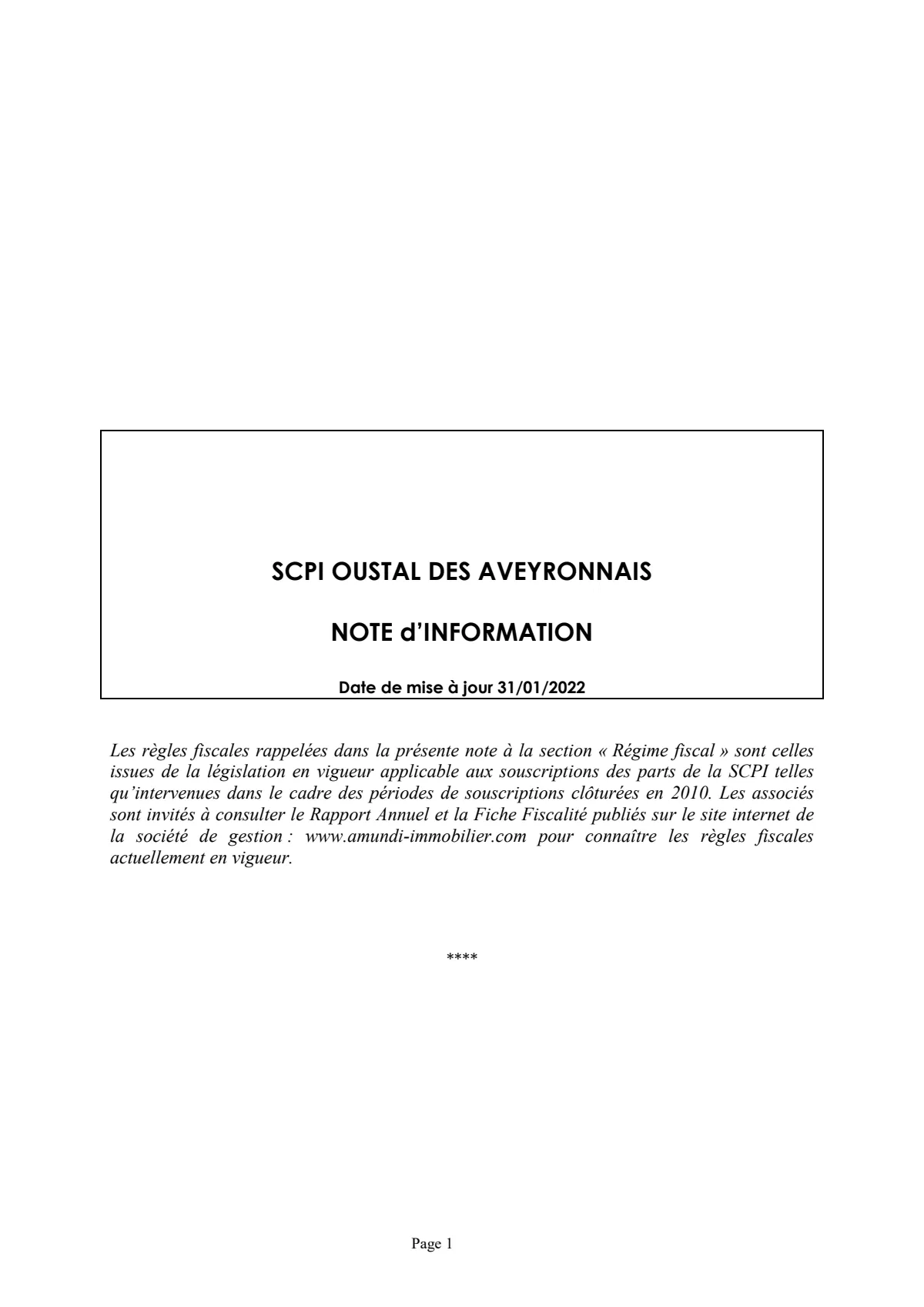 Note d'information & statuts - 2022