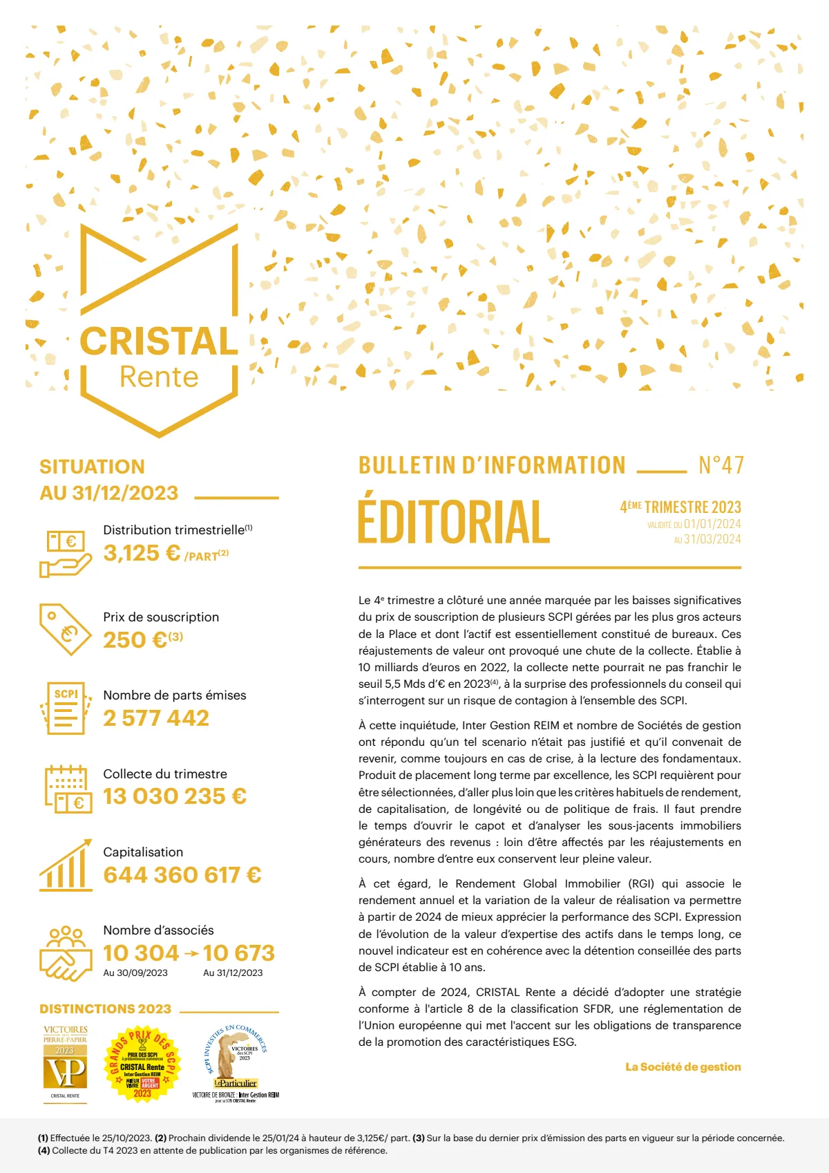 Bulletin trimestriel - 4ème trimestre 2023