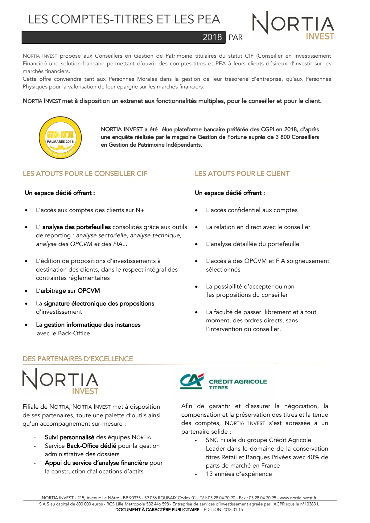 Fiche produit Nortia Invest