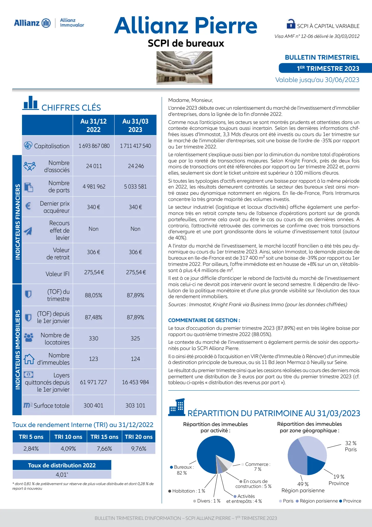 Bulletin trimestriel - 1er trimestre 2023