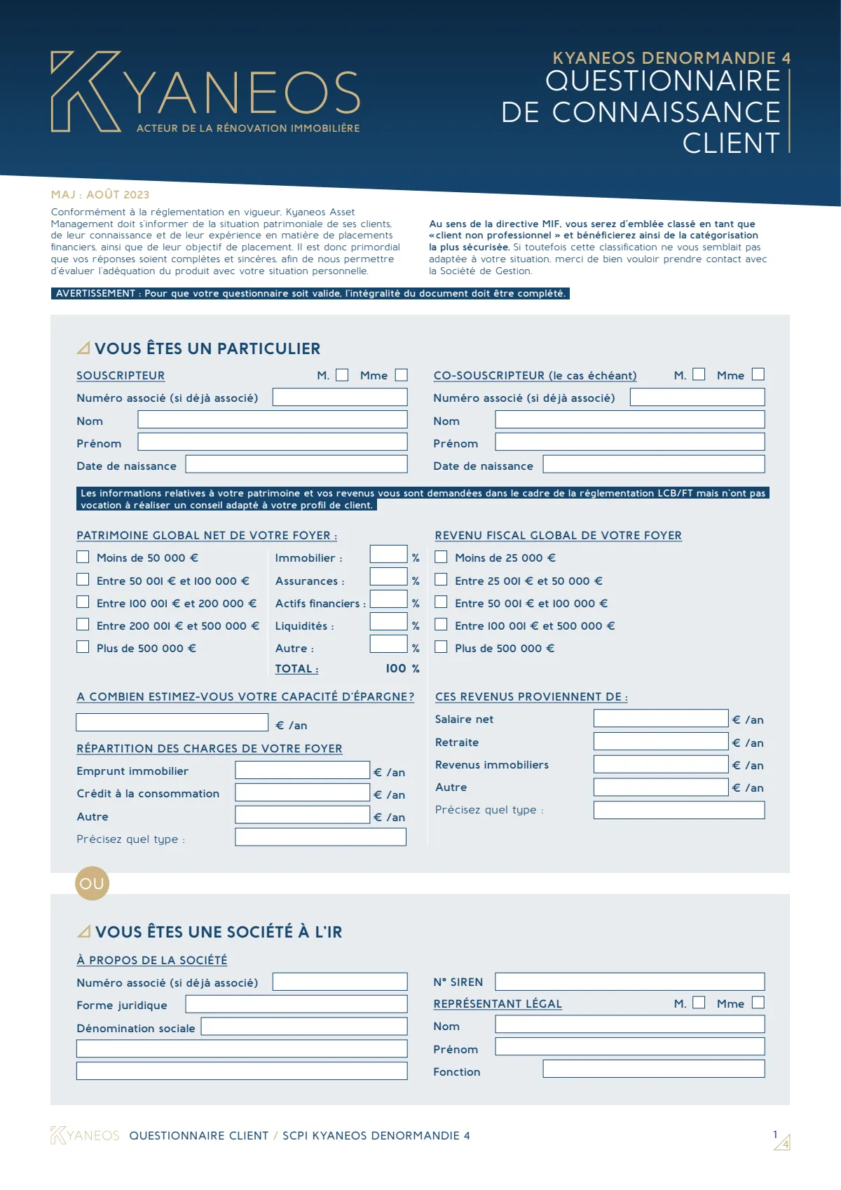 Questionnaire Profil Client