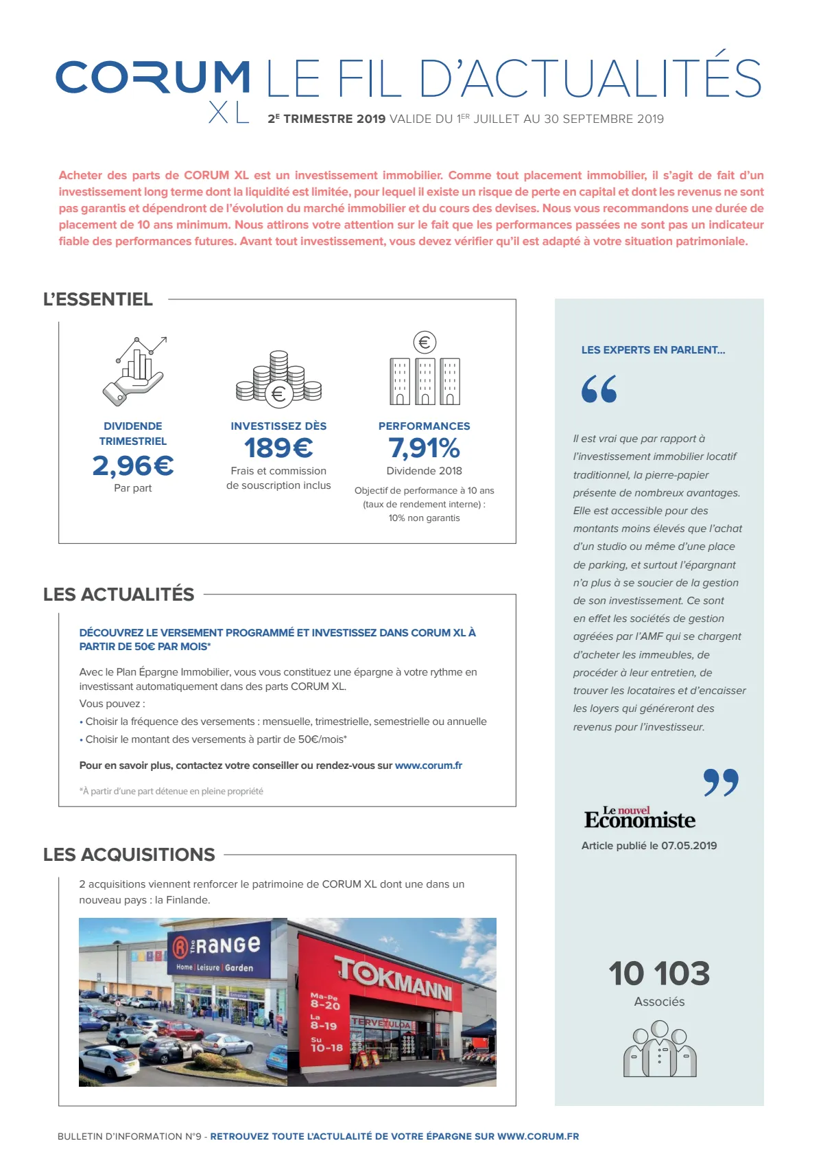 Bulletin trimestriel - 2ème trimestre 2019