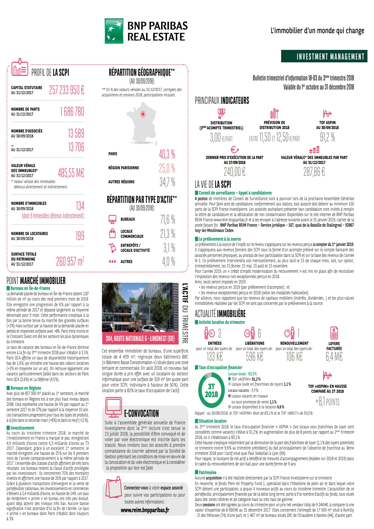 Bulletin trimestriel - 3ème trimestre 2018