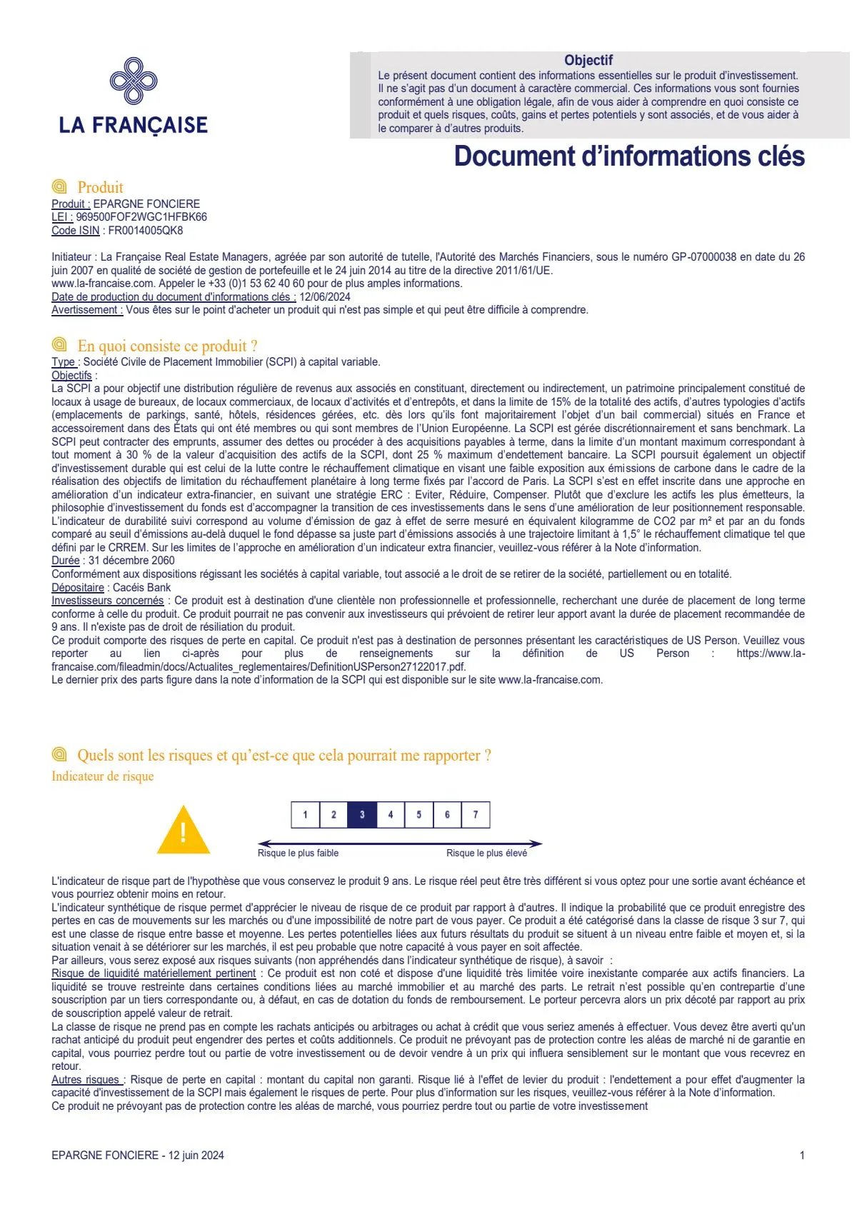 Informations clés (DIC) - 2024