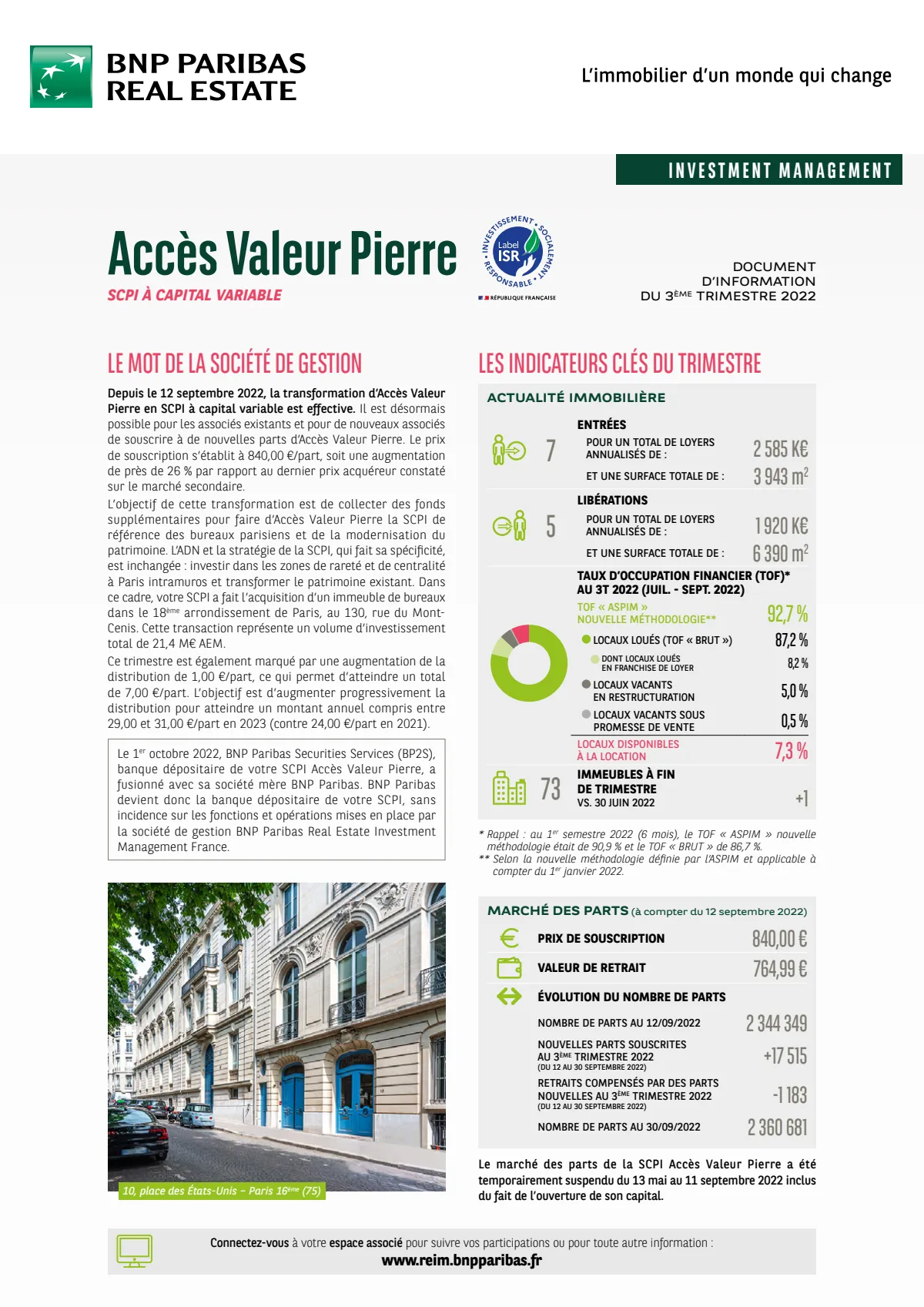 Bulletin trimestriel - 3ème trimestre 2022