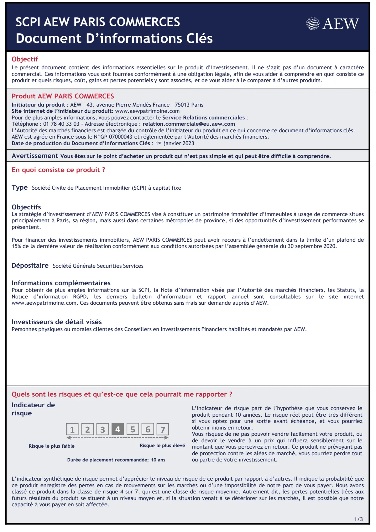 Informations clés (DIC) - 2023