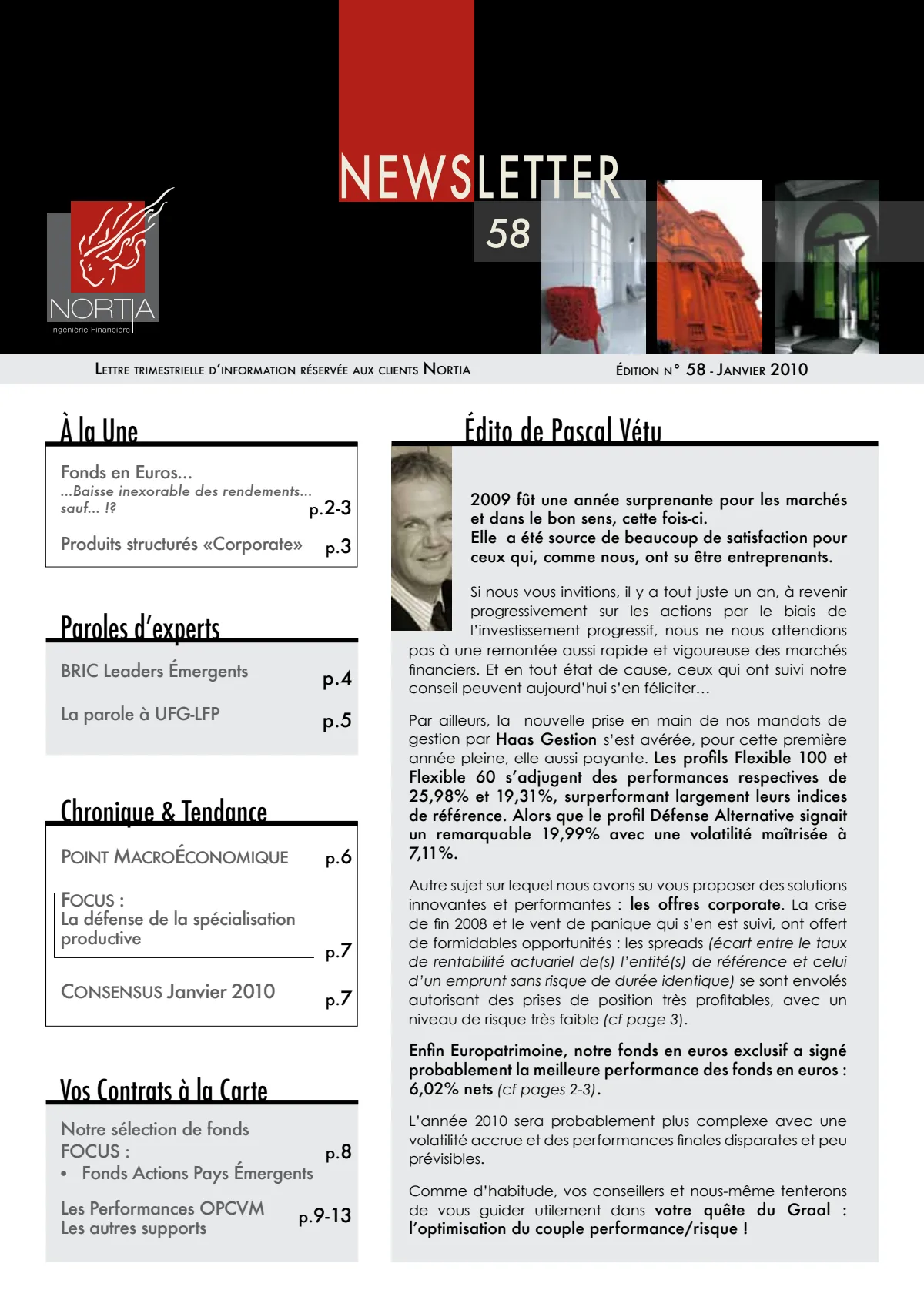 Newsletter n°58 - Janvier 2010