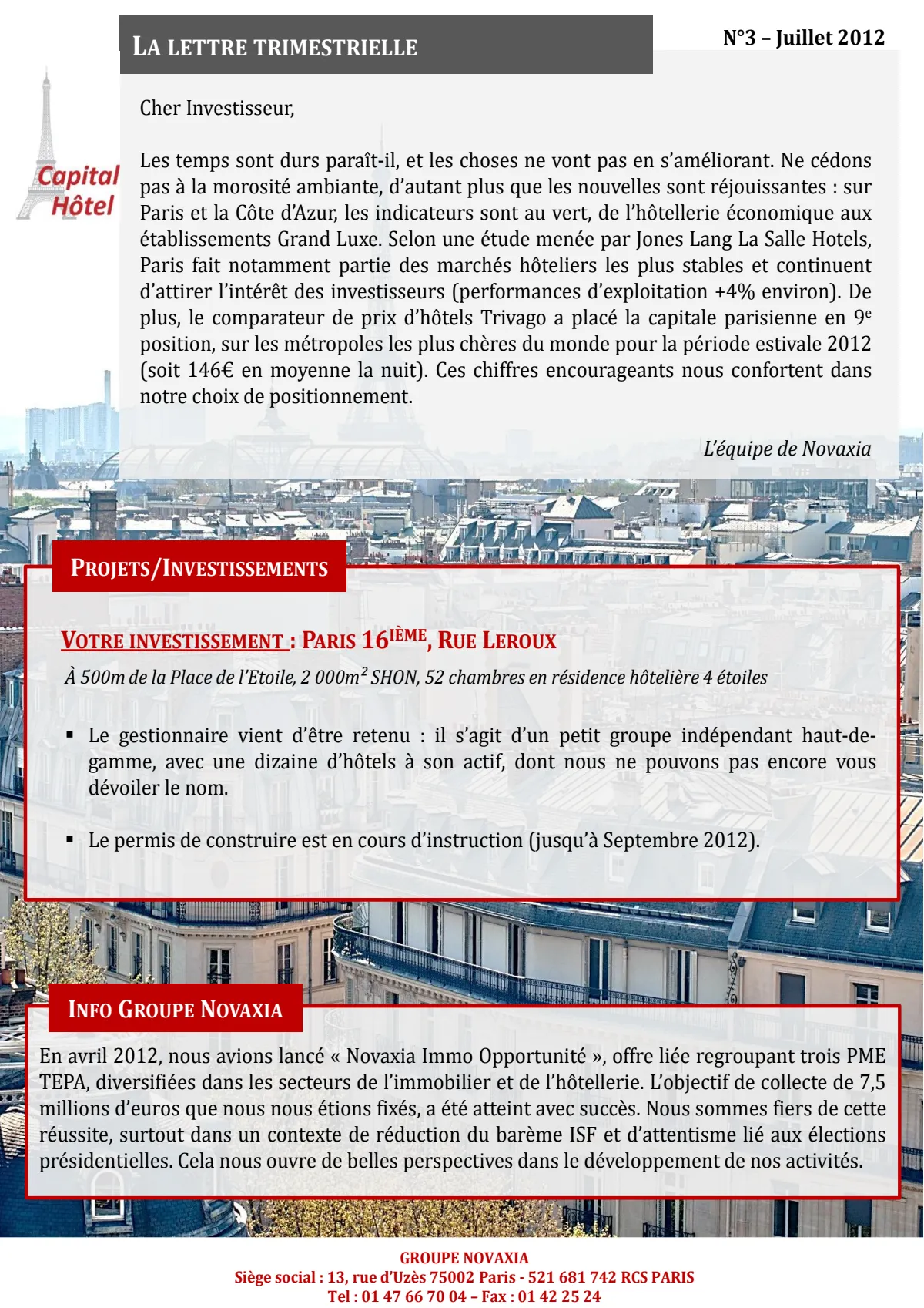 La Lettre Trimestrielle n°3 - juillet 2012