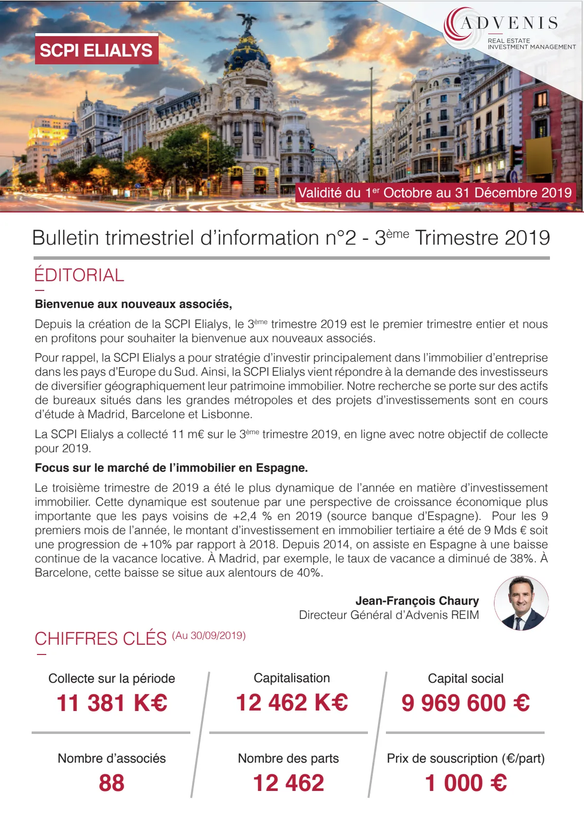 Bulletin trimestriel - 3ème trimestre 2019