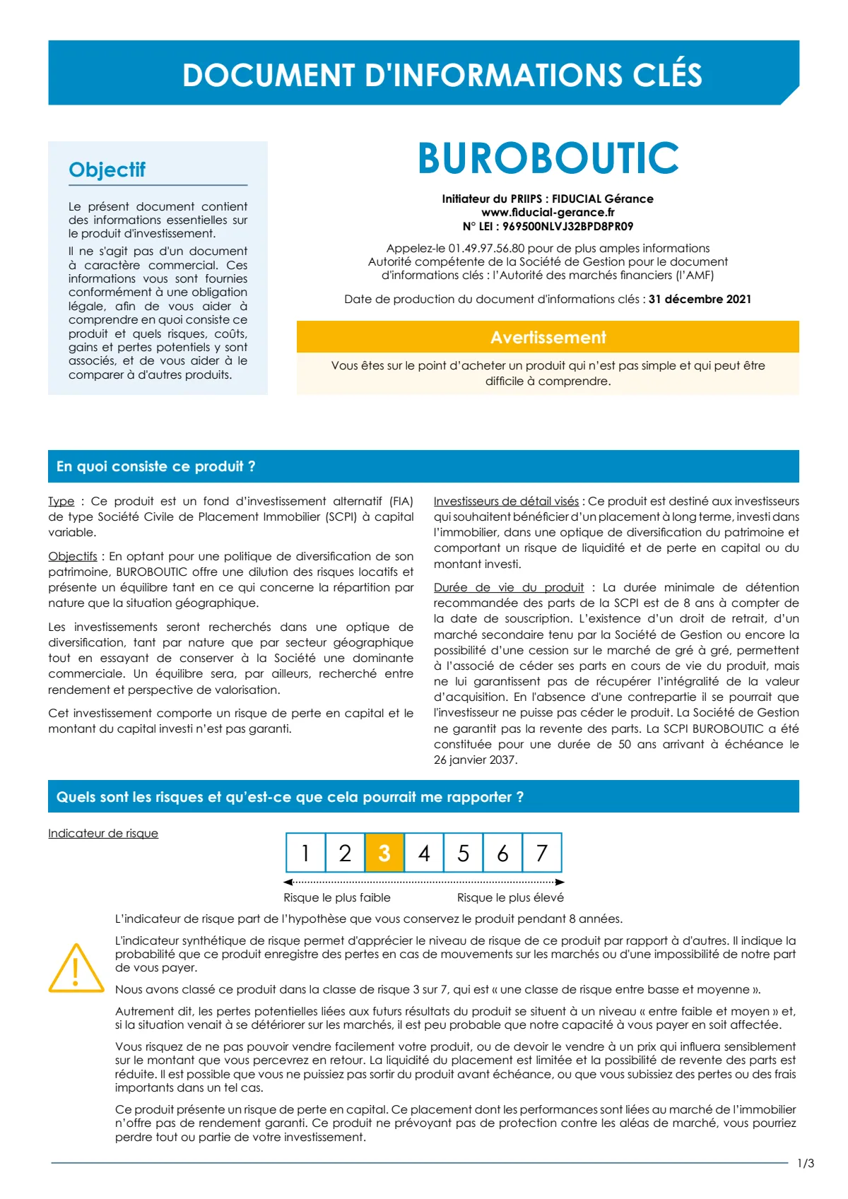 Informations clés (DIC) - 2022