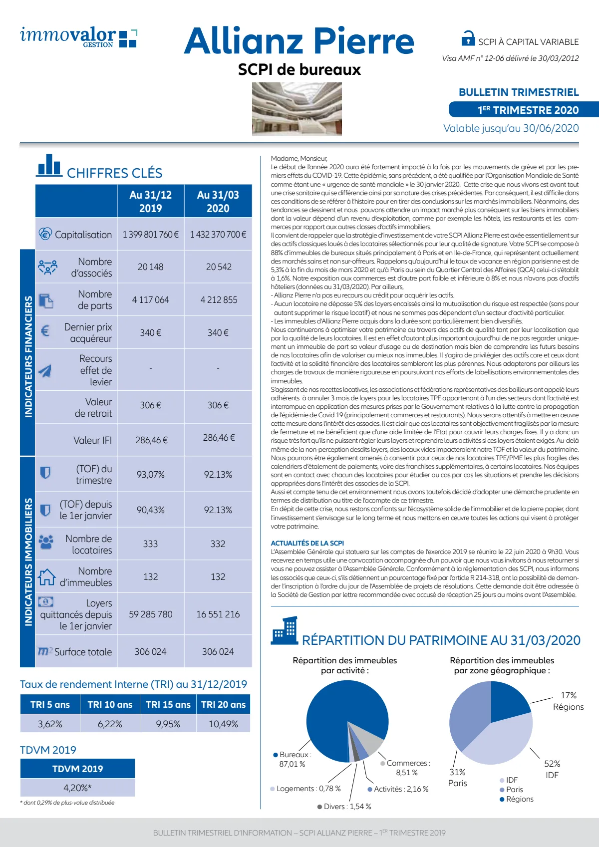 Bulletin trimestriel - 1er trimestre 2020